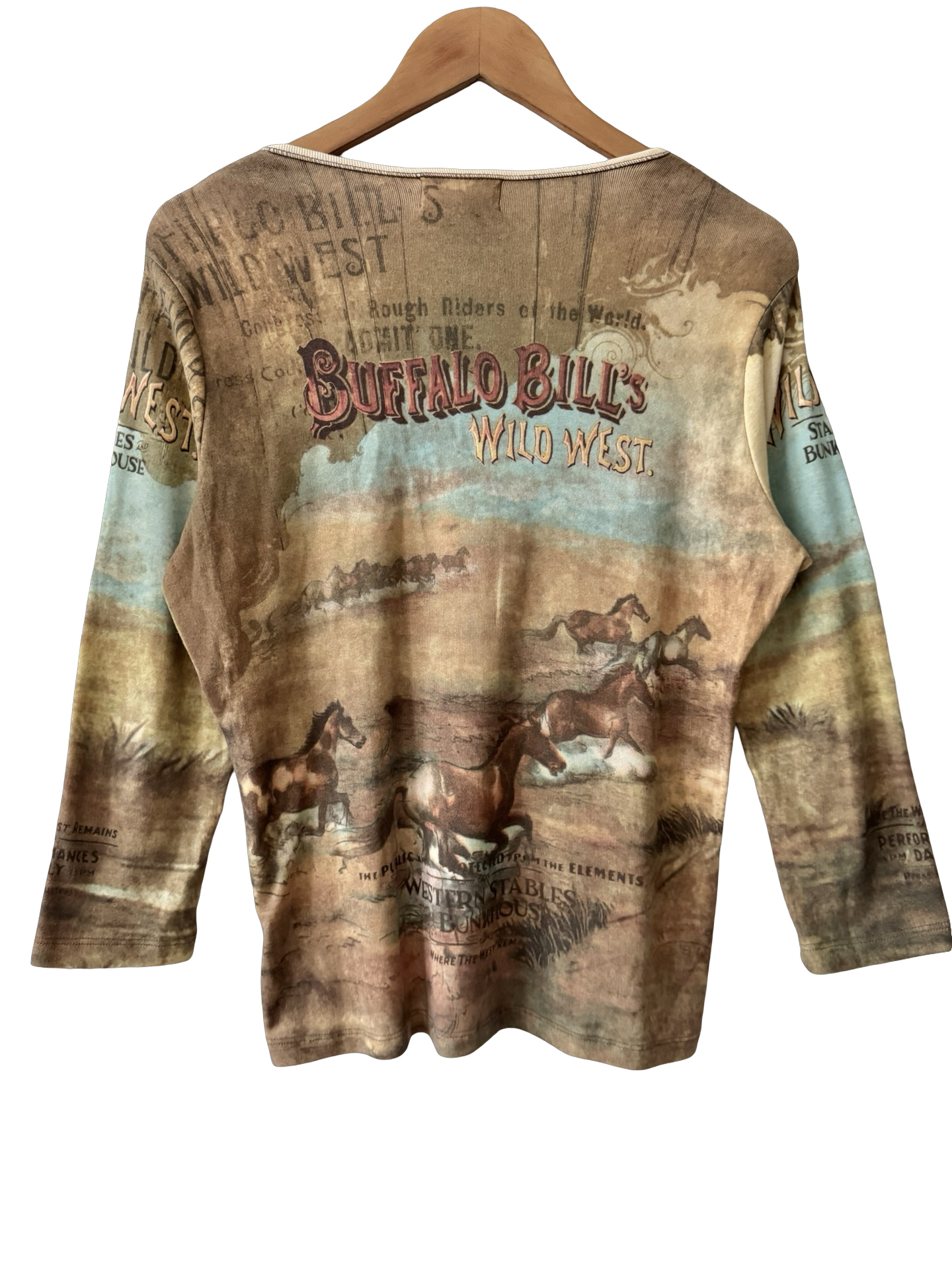 Vintage Y2K Wild West Graphic Lace-Up Top (L/XL)