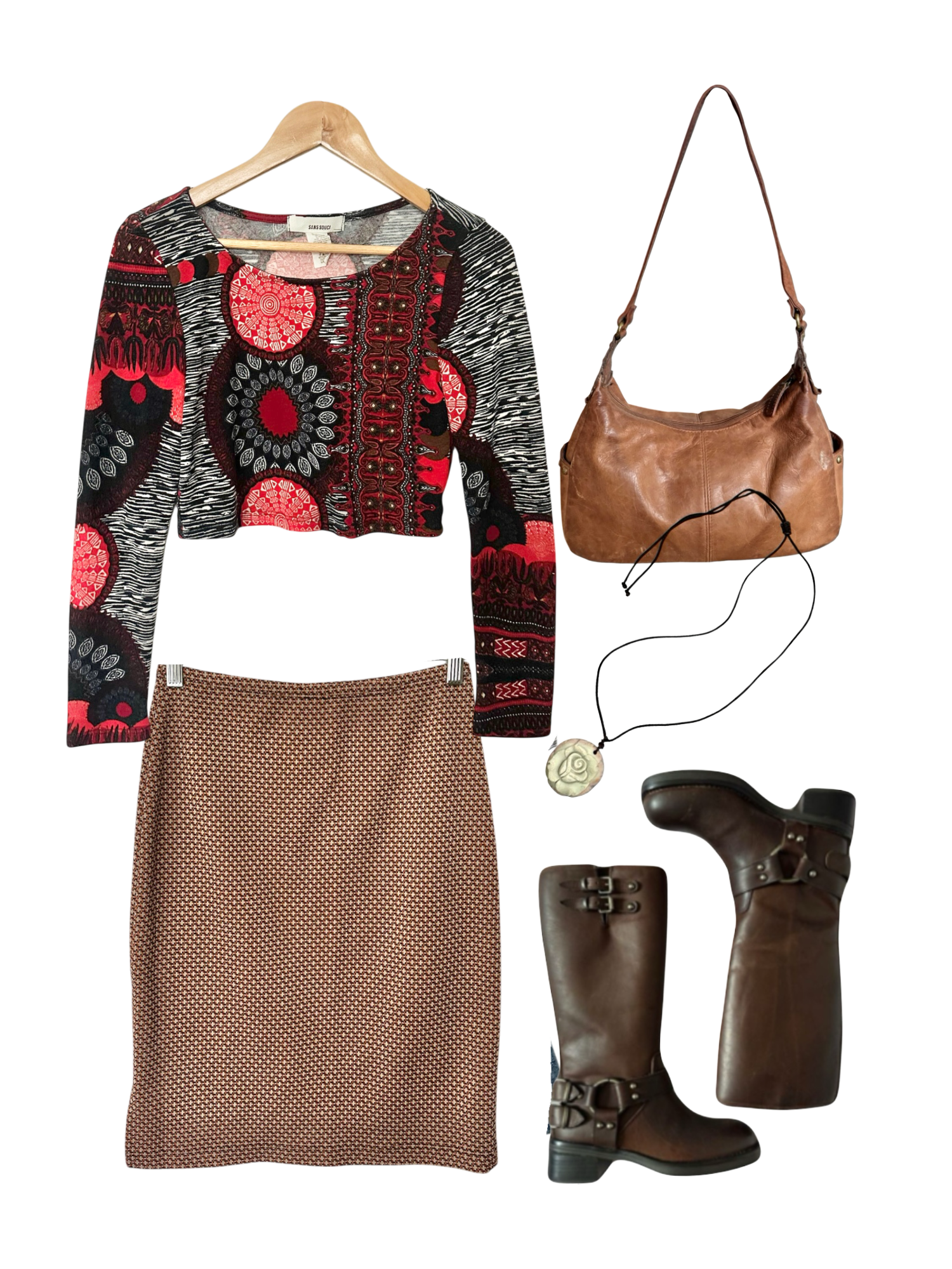 Vintage Y2K Retro Cropped Geometric Knit (M)