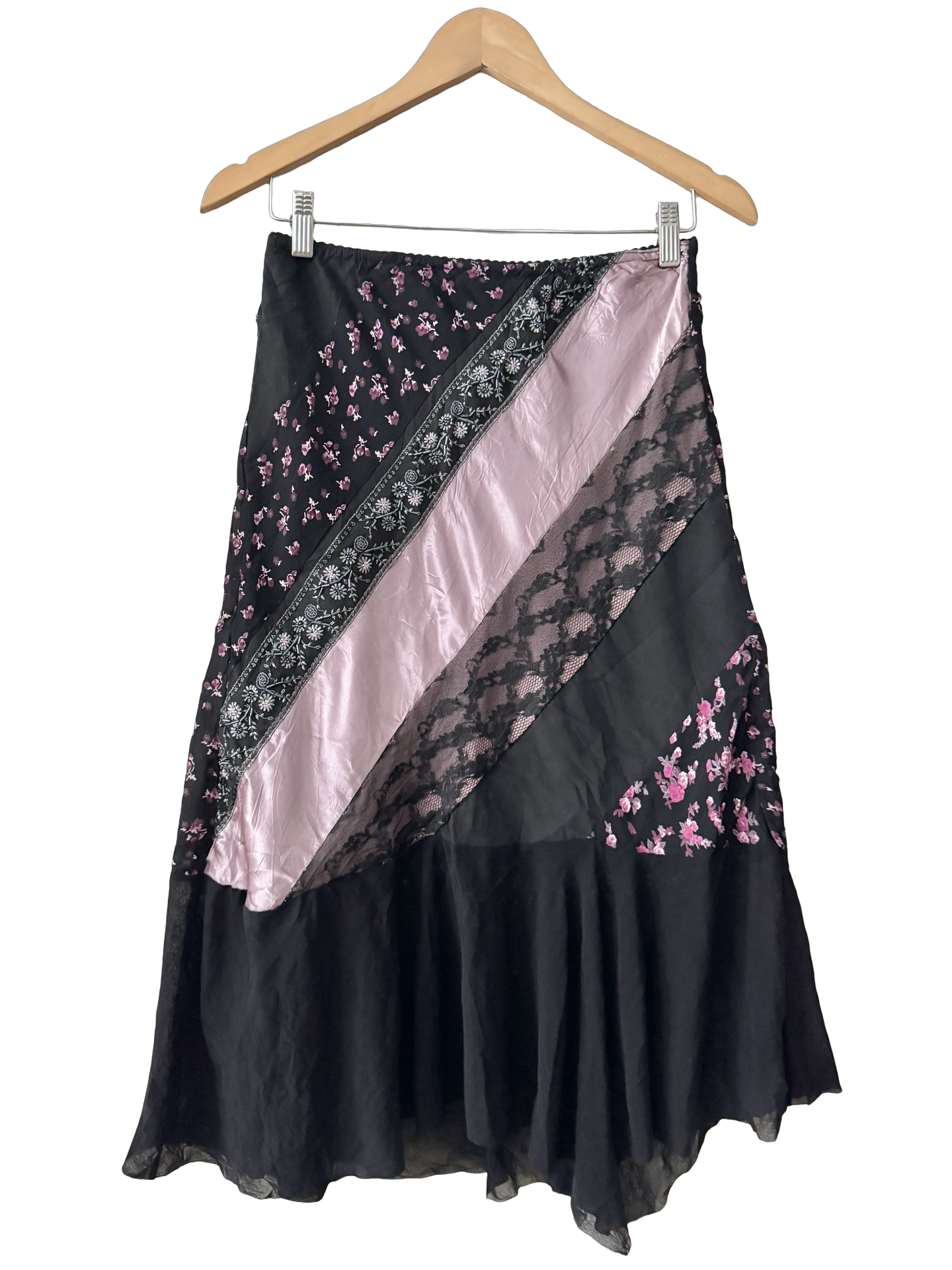 Vintage Y2K Fairy Noir Lace Midi Skirt (S)