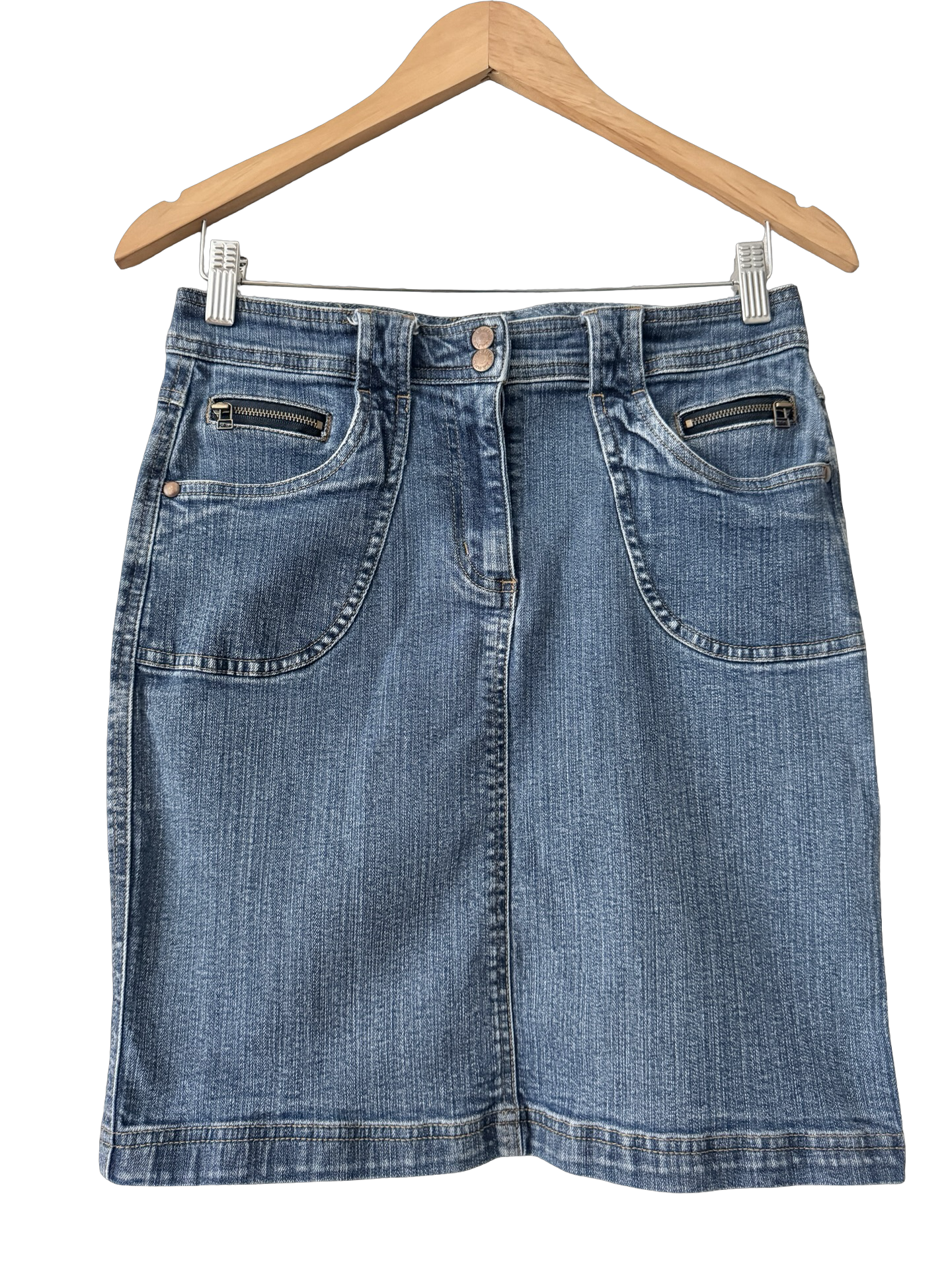 Vintage LA Blues Y2K Zip Pocket Denim Mini Skirt (S/M)