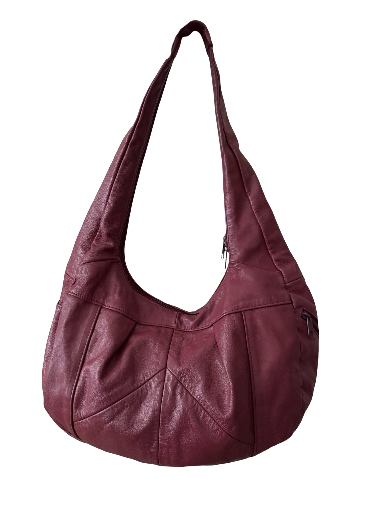 Vintage Y2K Merlot Slouch Leather Hobo