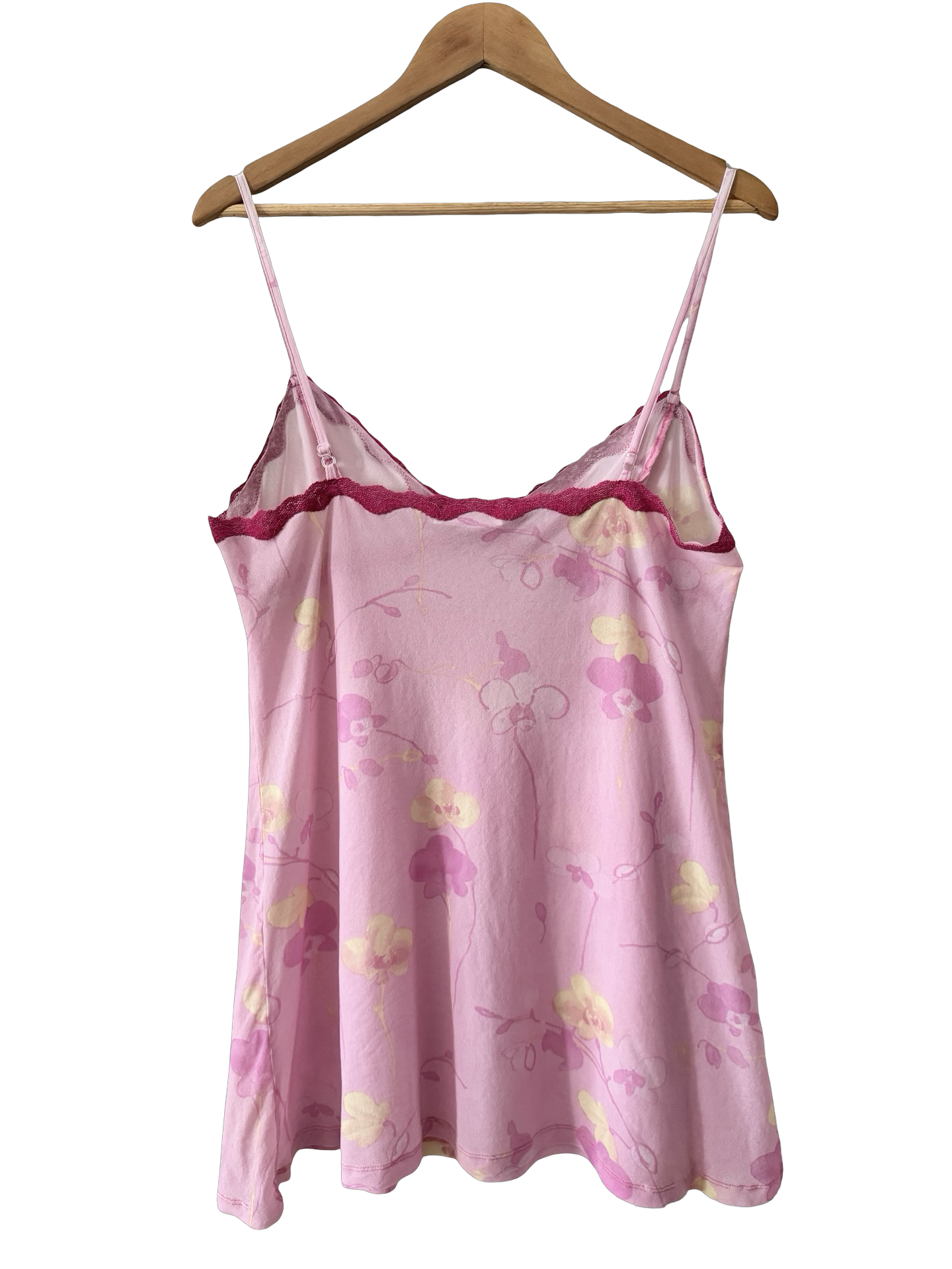 Vintage Y2K Pink Floral Lace Slip (L)