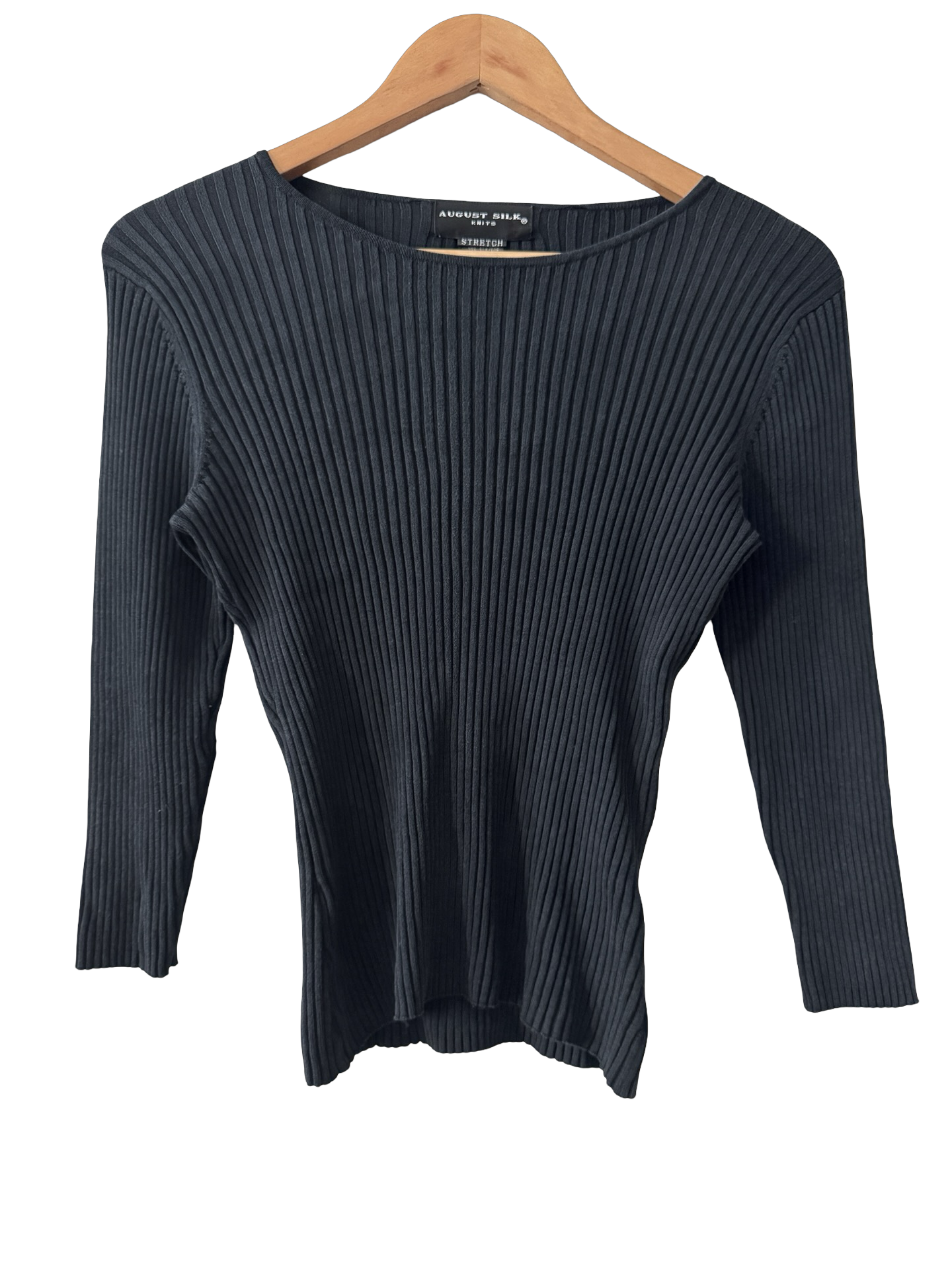 Vintage Y2K Navy Blue Hour Ribbed Silk Knit (M)