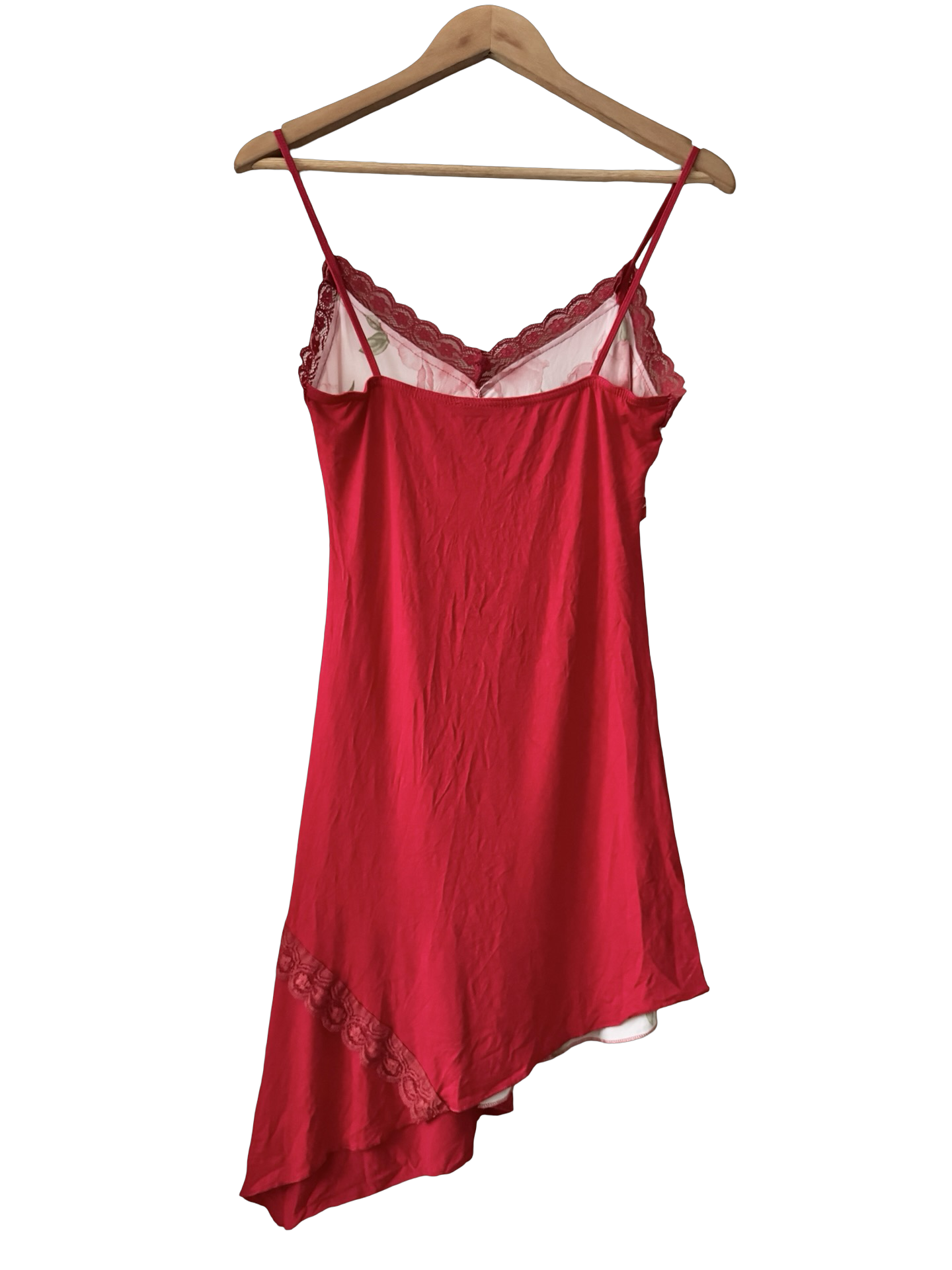 Vintage 90s Parisian Red Roses After Midnight Slip Dress (S/M)