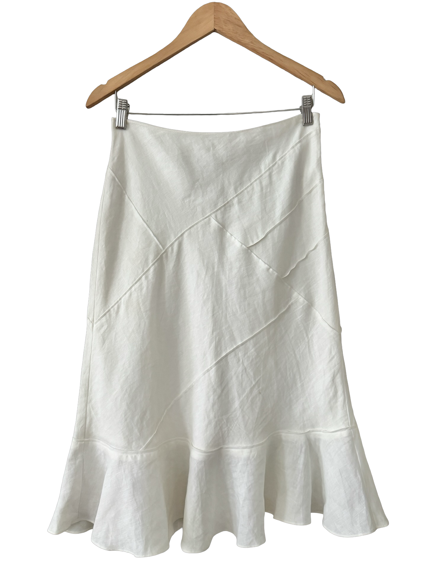 Vintage Y2K Ivory Linen Romance Midi Skirt (S-M)