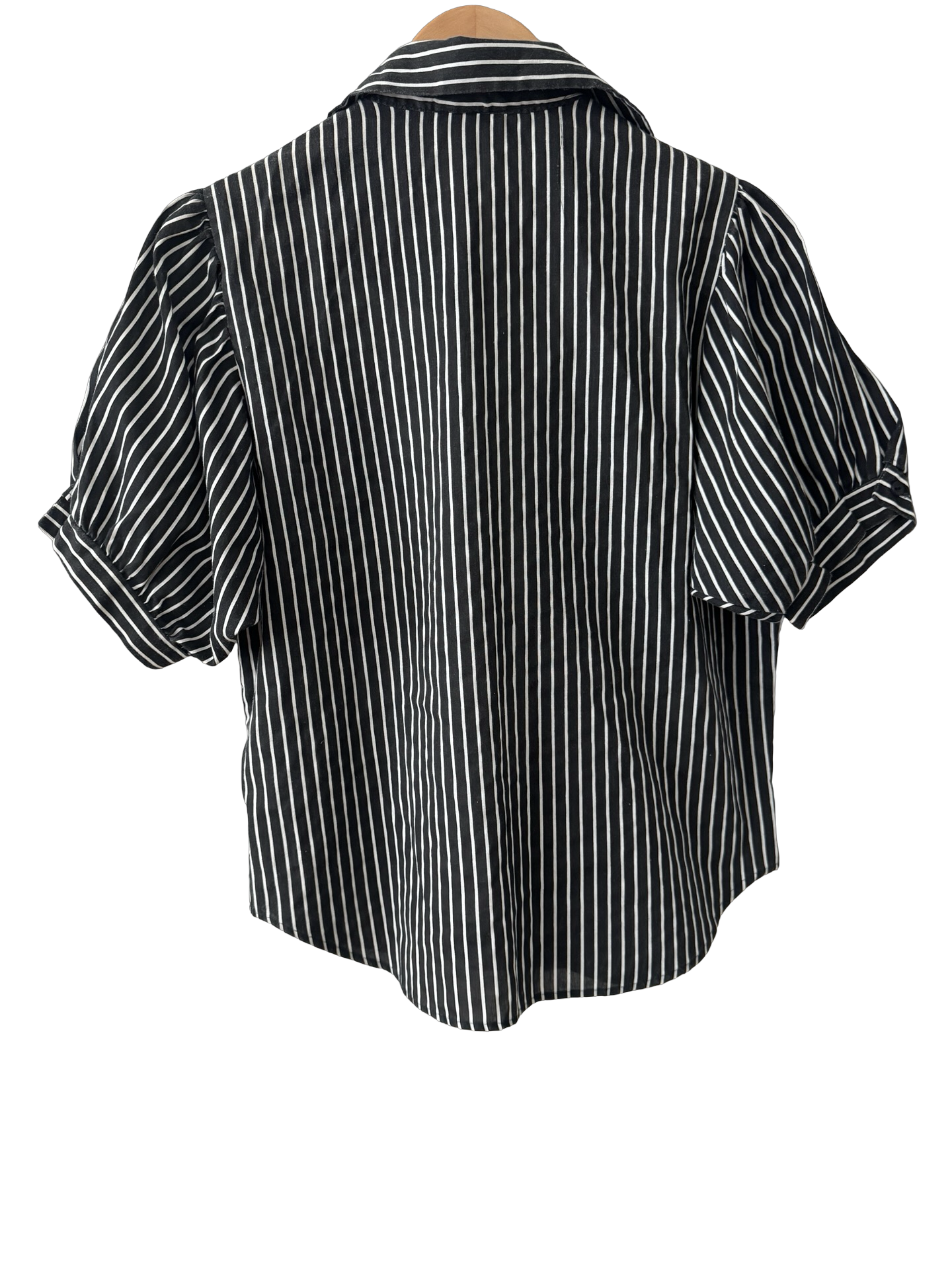 Vintage Y2K Pinstripe Puff Sleeve Button Up (M)