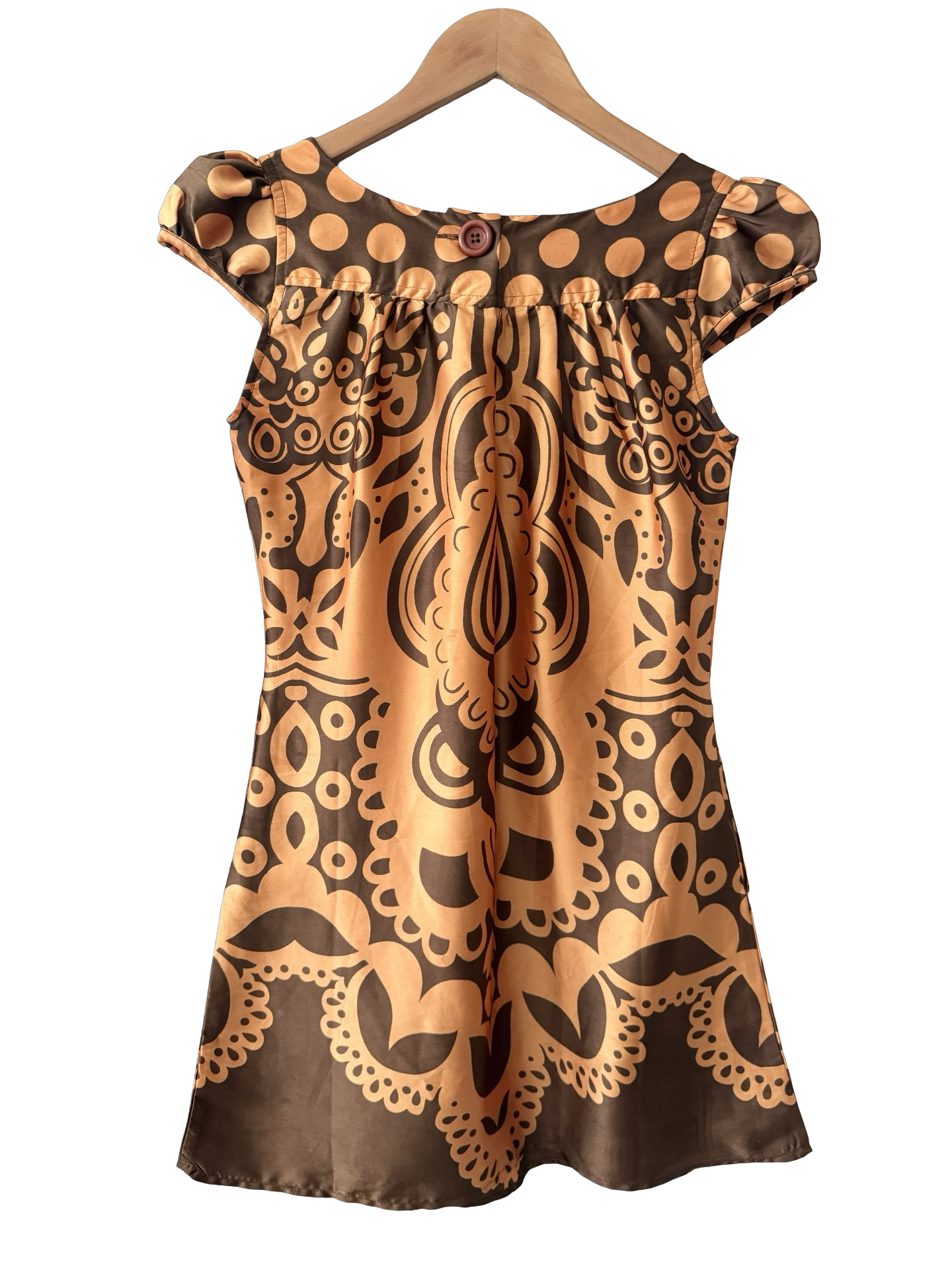 Vintage 70s Graphic Babydoll Mini Dress (S/M)