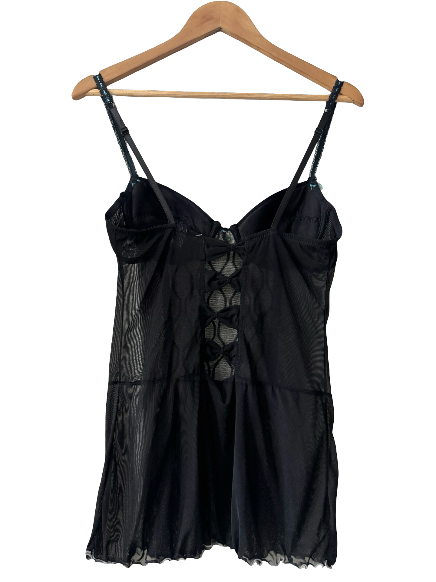Vintage Y2K Black Mesh Corset Babydoll (M)