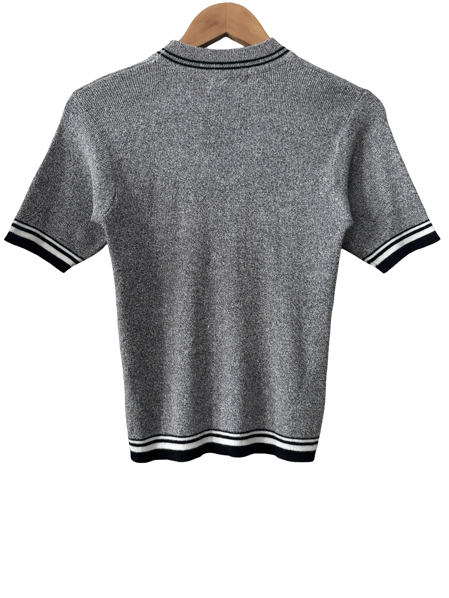 Vintage 90s Heather Gray Collegiate Stripe Knit Top (M)
