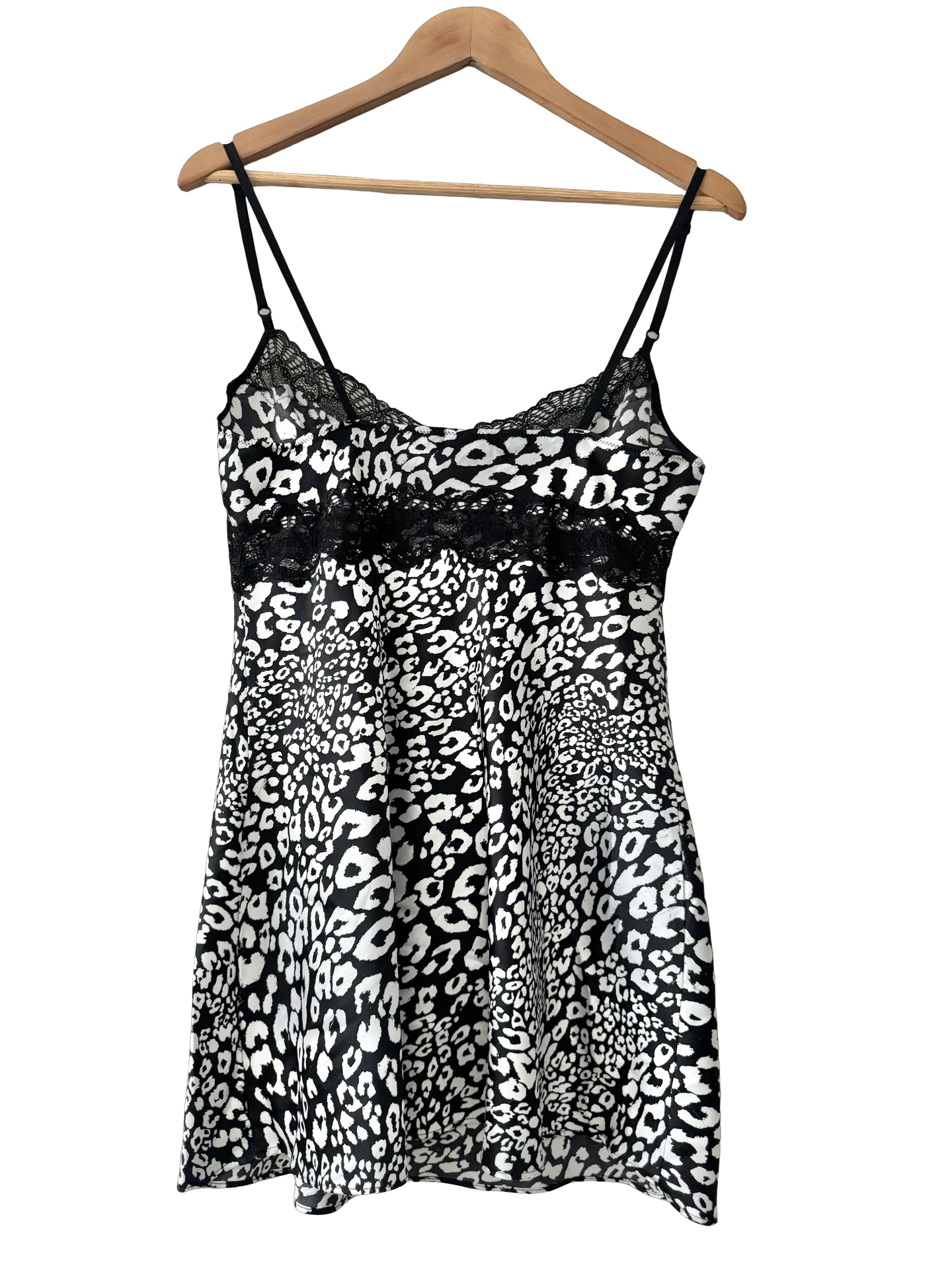 Vintage Y2K Noir Leopard Lace Mini Slip (M)