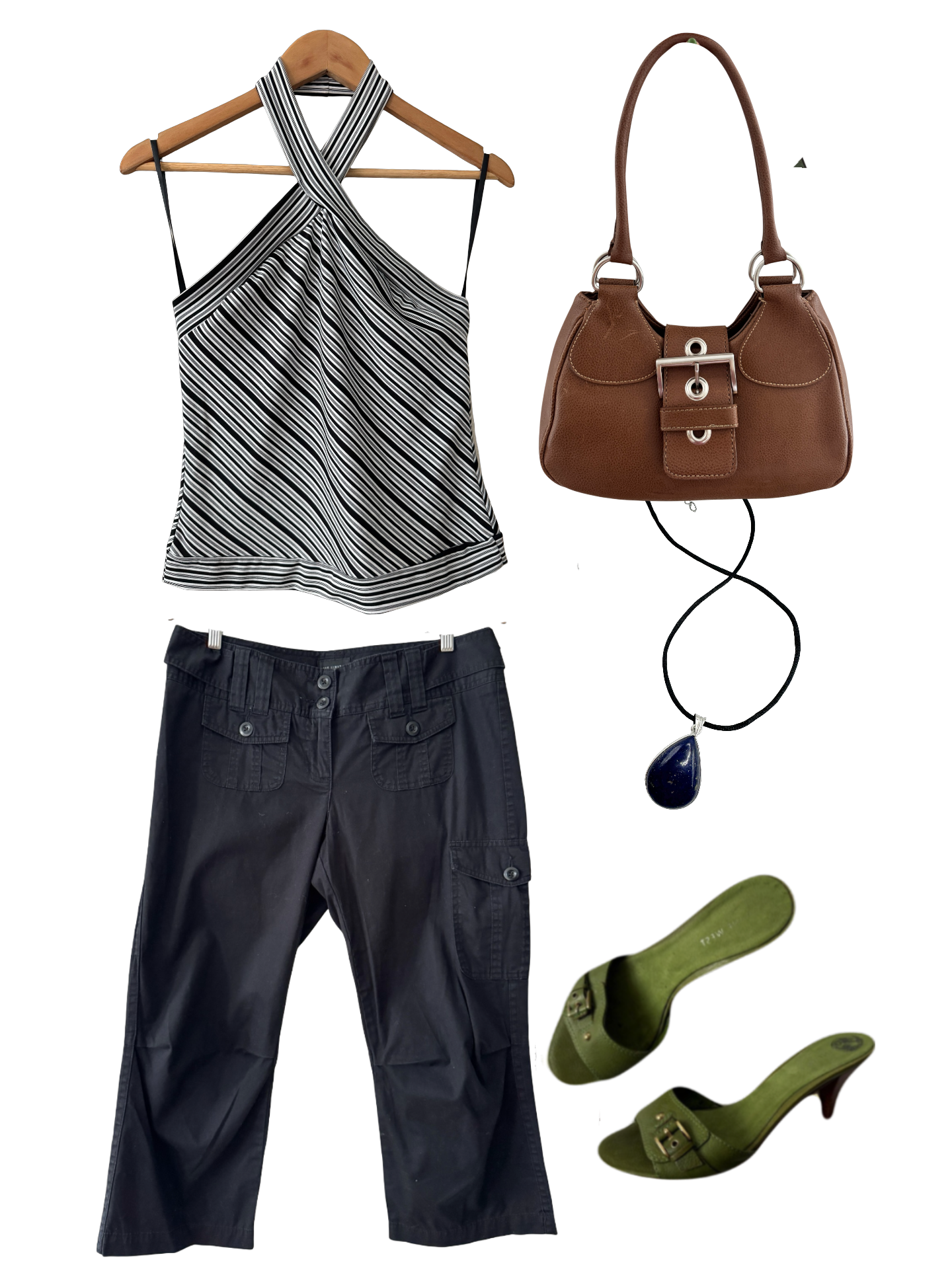 Y2K Black Utility Cargo Capris (M)