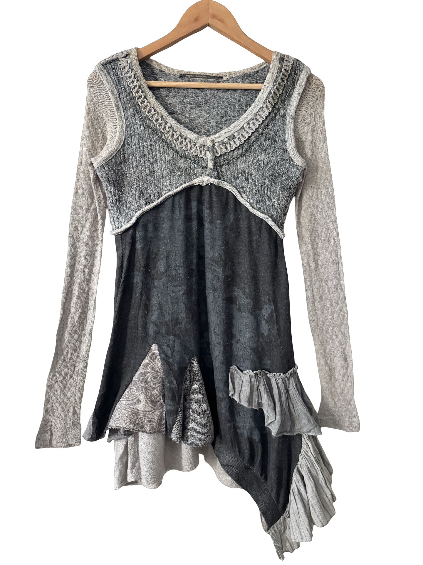 Vintage Y2K Woodland Spell Mixed Media Asymmetric Tunic (M)