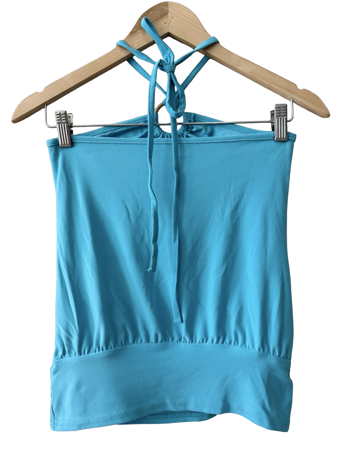 Vintage Y2K Turquoise Beaded Halter Top (XS-S)