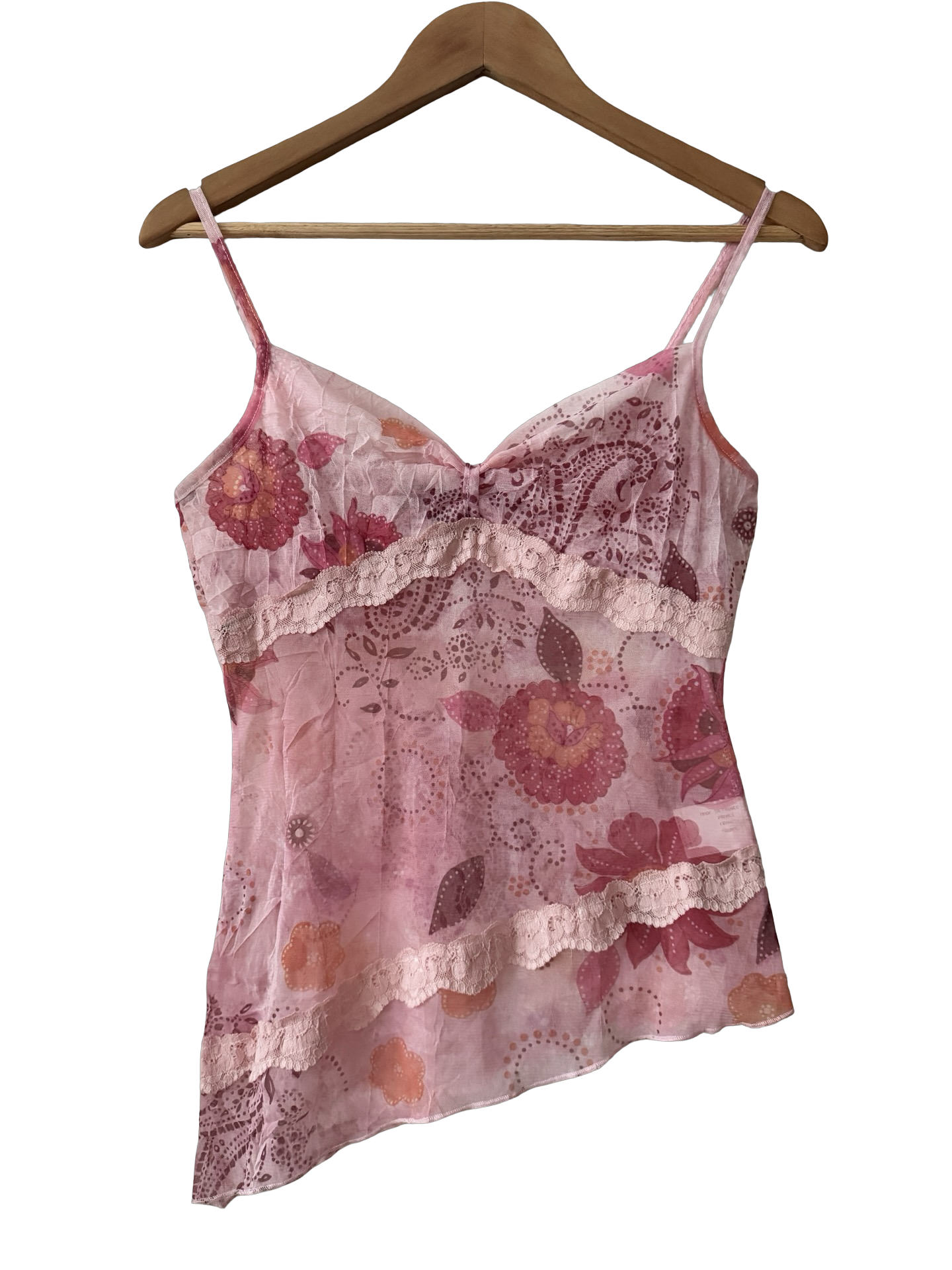 Vintage 90s French Pink Souvenir Asymmetric Cami (M)