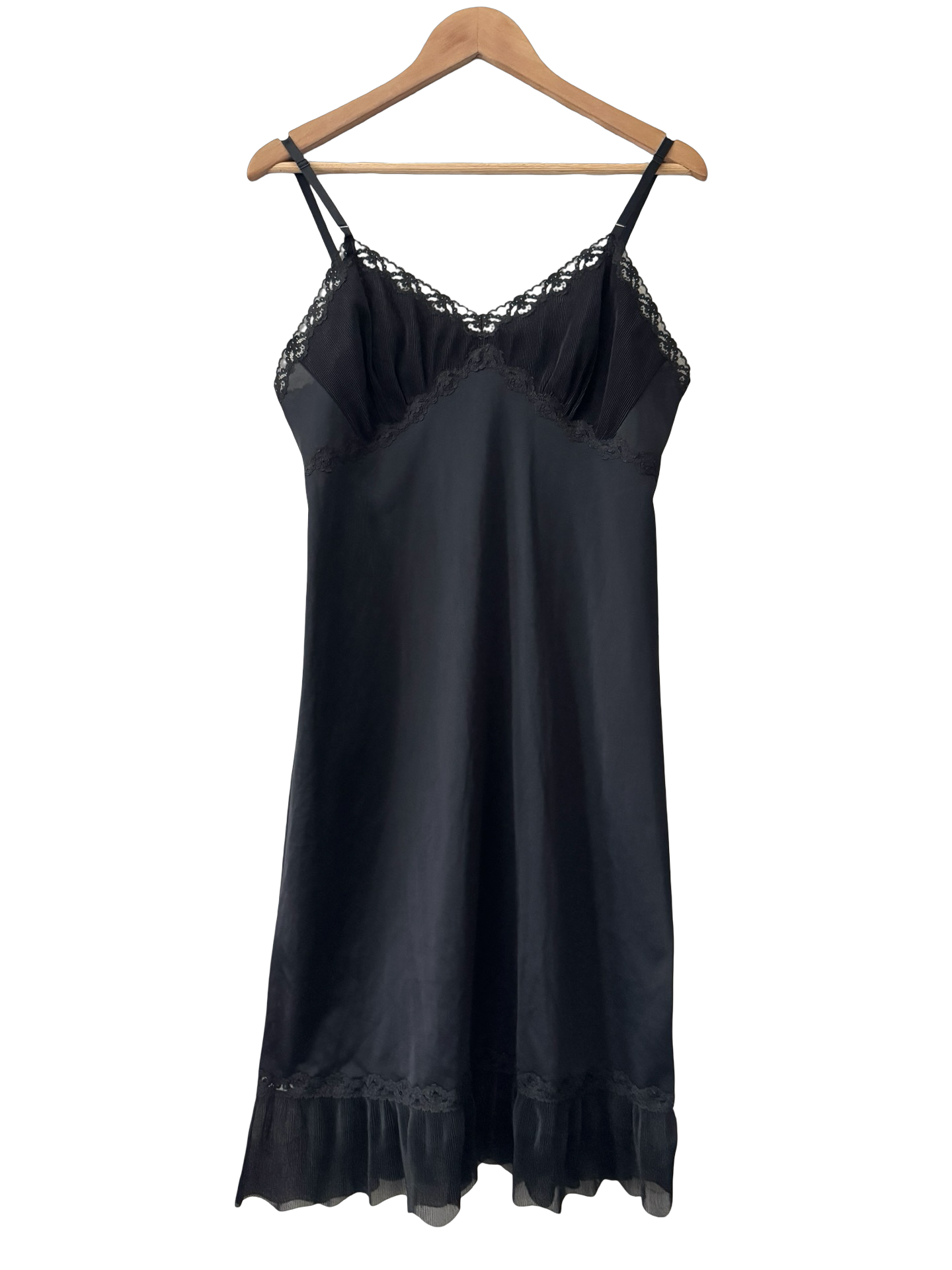 Vintage 80s Midnight Lace Slip Dress (M)