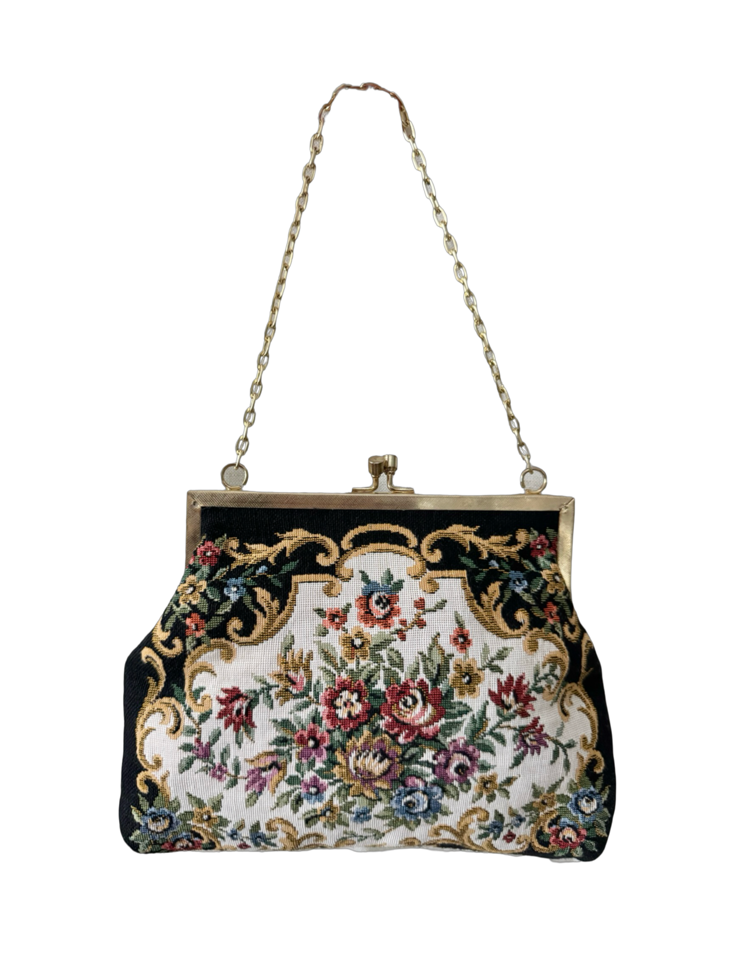 Vintage 50s Midnight Garden Tapestry Bag