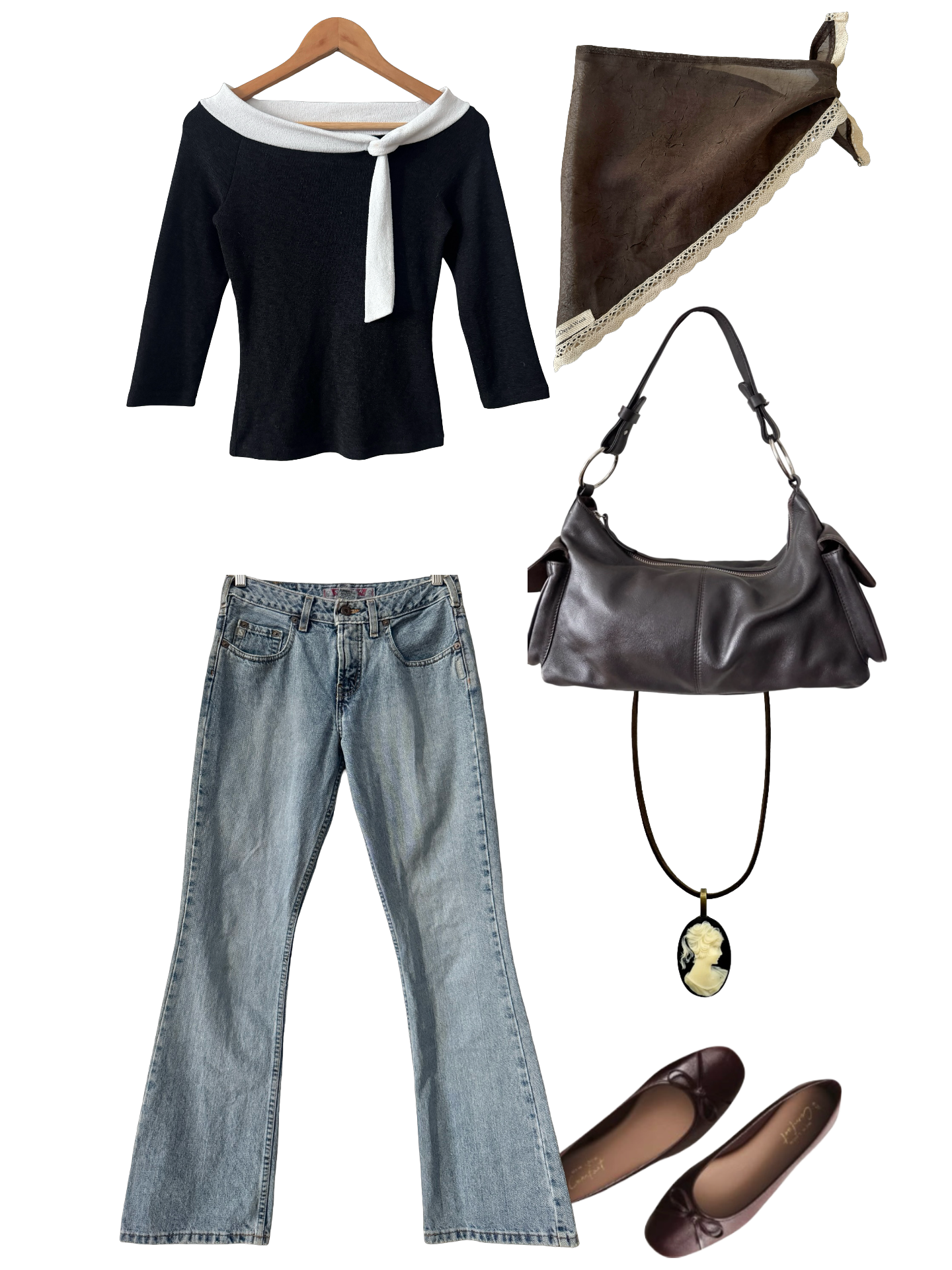 Vintage Y2K Parisian Muse Tie-Neck Knit Top (S)