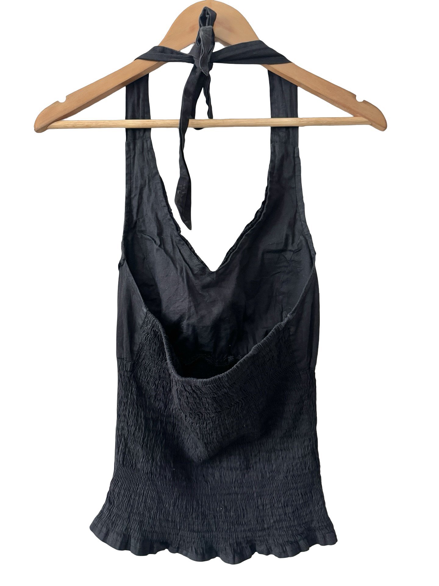 Vintage Y2K Midnight Ruffle Halter (M)