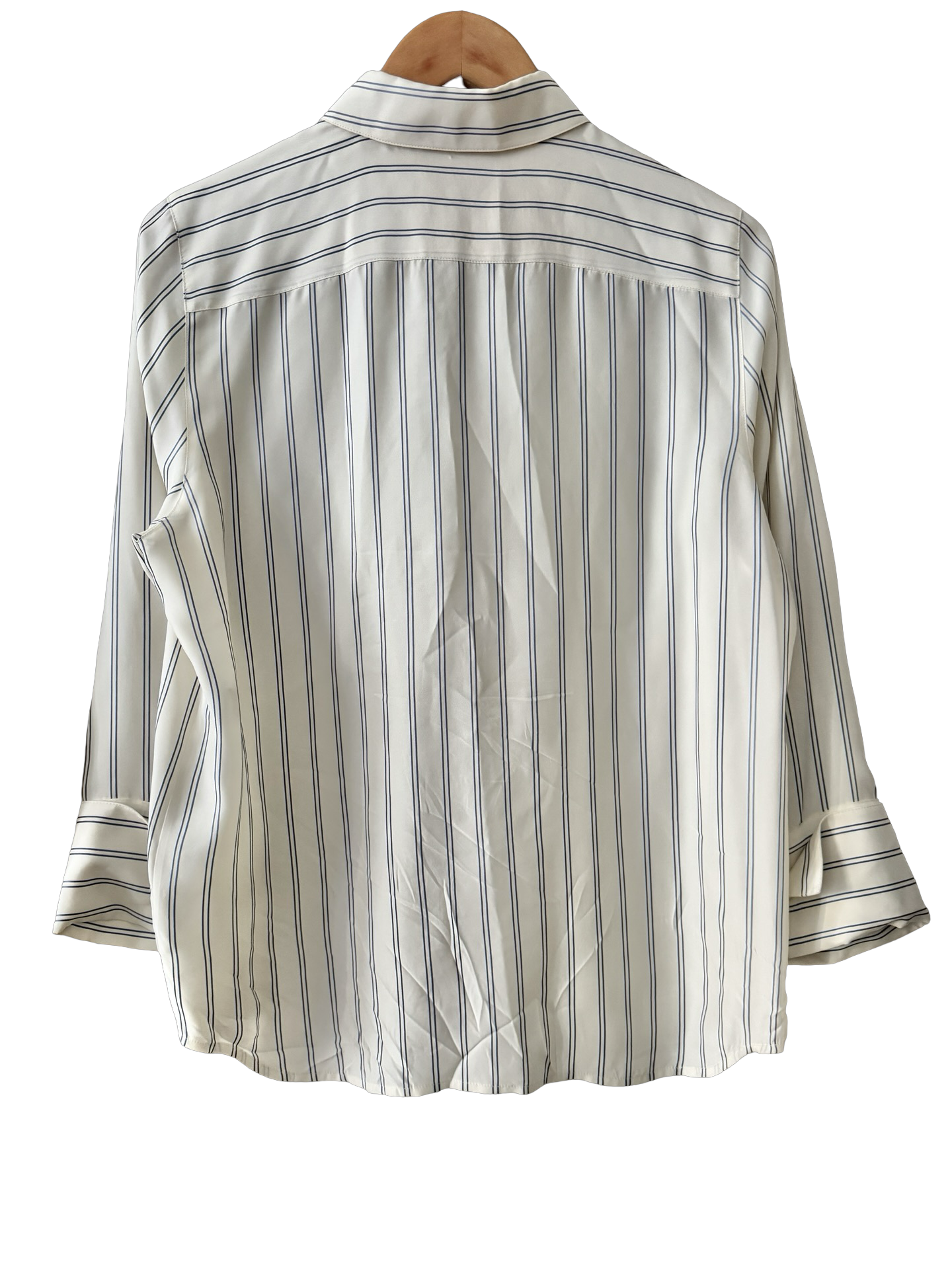 Vintage 90s Ralph Lauren Ivory Pinstripe Silk Blouse (M)