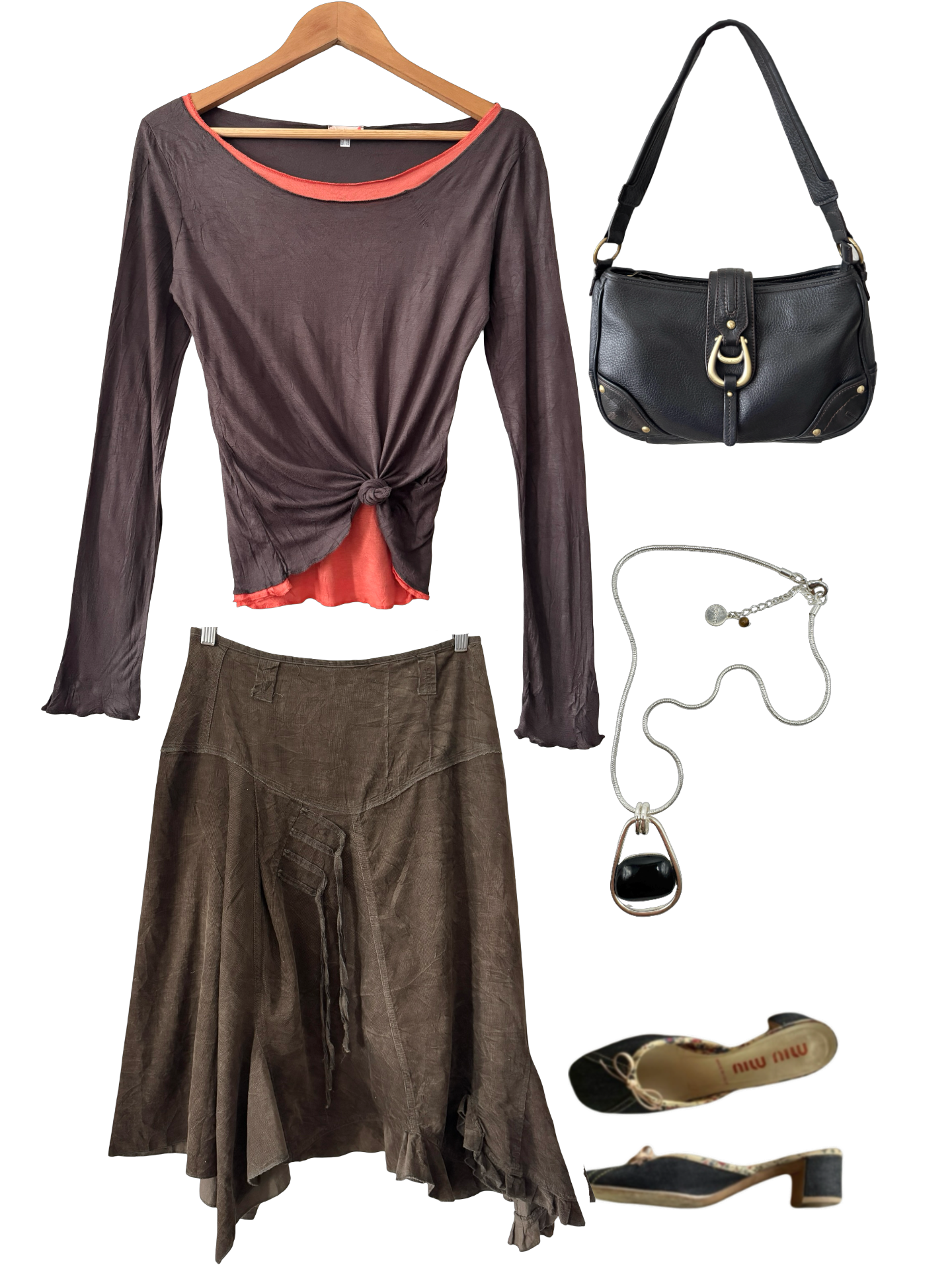 Vintage Y2K French Chocolate Layered Knot Top (M)