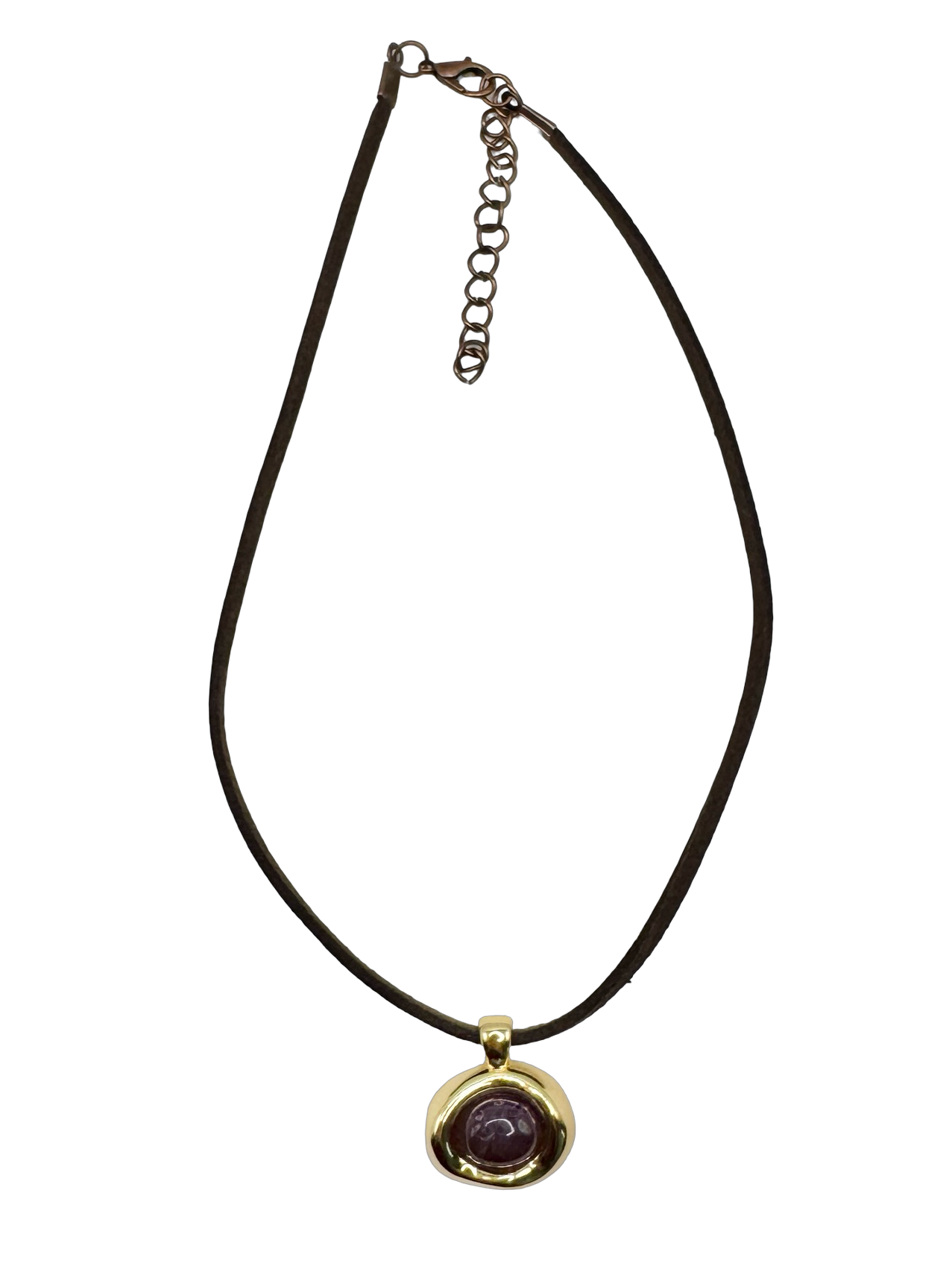 Golden Plum Stone Pendant Choker