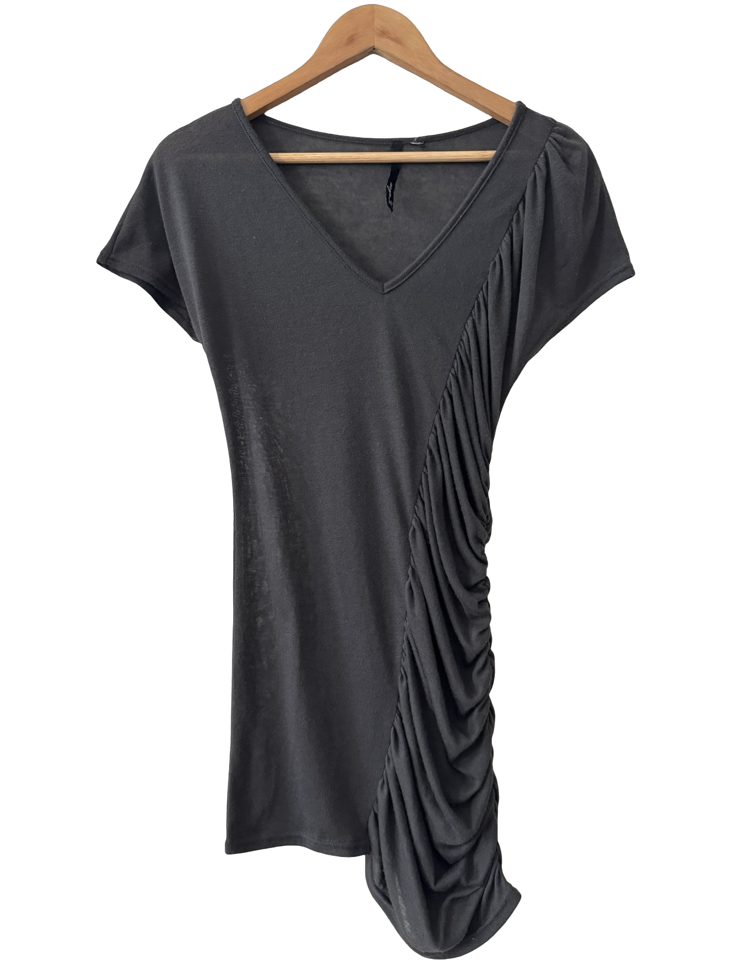 Vintage Y2K Charcoal Ruched Asymmetrical Top (M)
