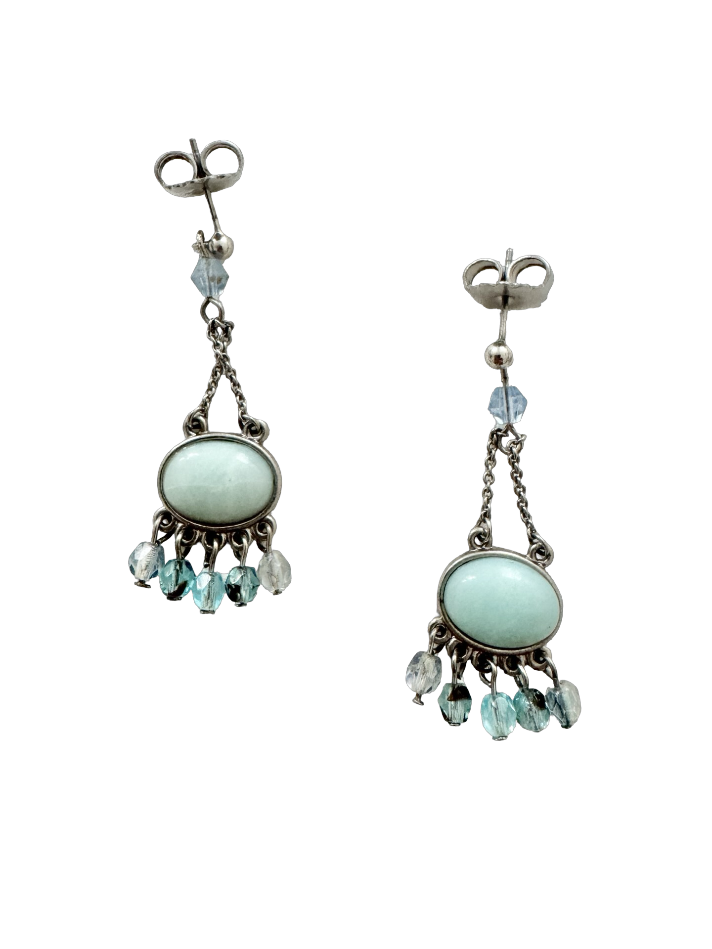 Vintage Y2K Aqua Crystal Fringe Earrings