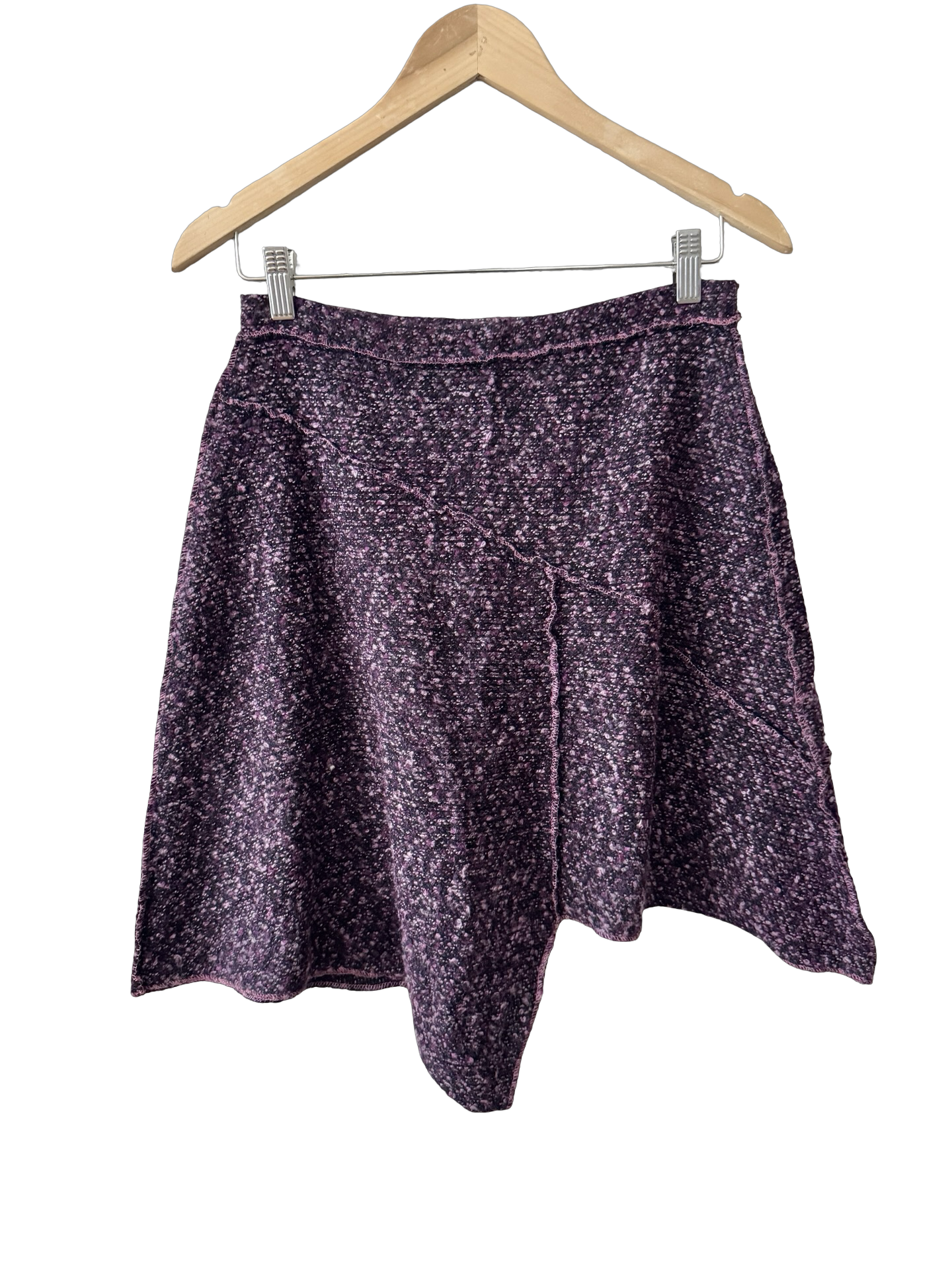 Vintage 90s Asymmetrical Plum Knit Blend Midi Skirt (S)