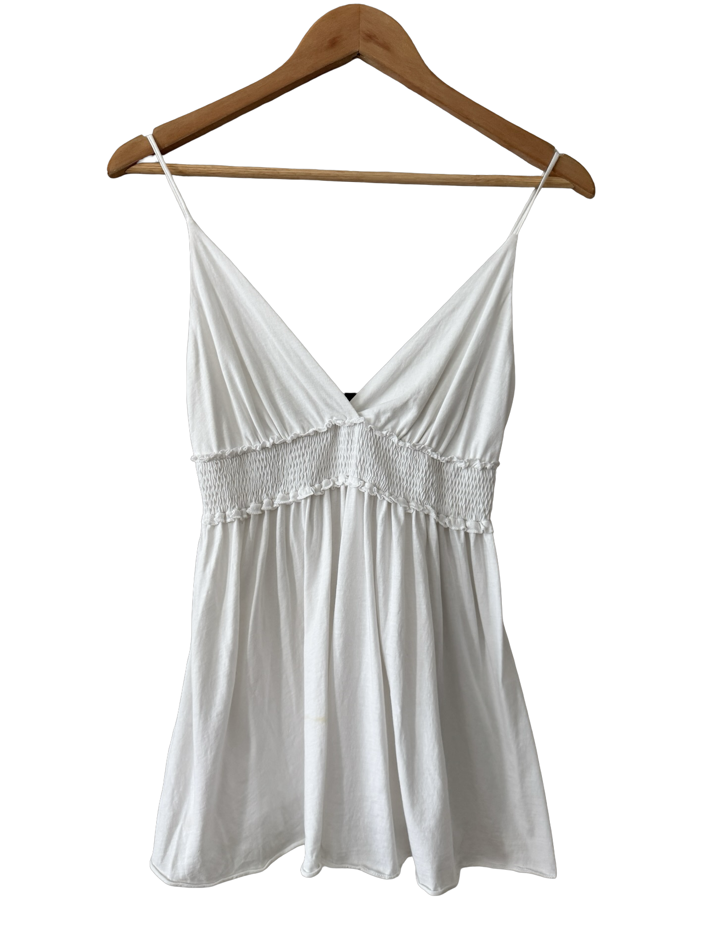 Vintage Y2K White Smocked Babydoll Tank (S)