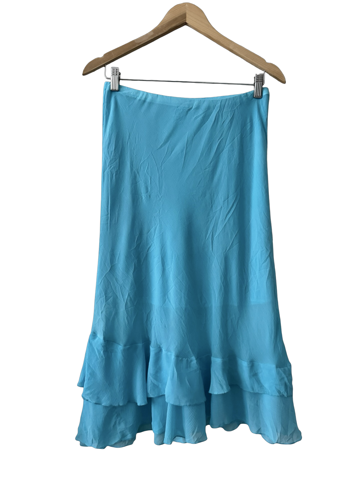 Vintage Y2K Mermaid Lagoon Ruffle Midi Skirt (S)