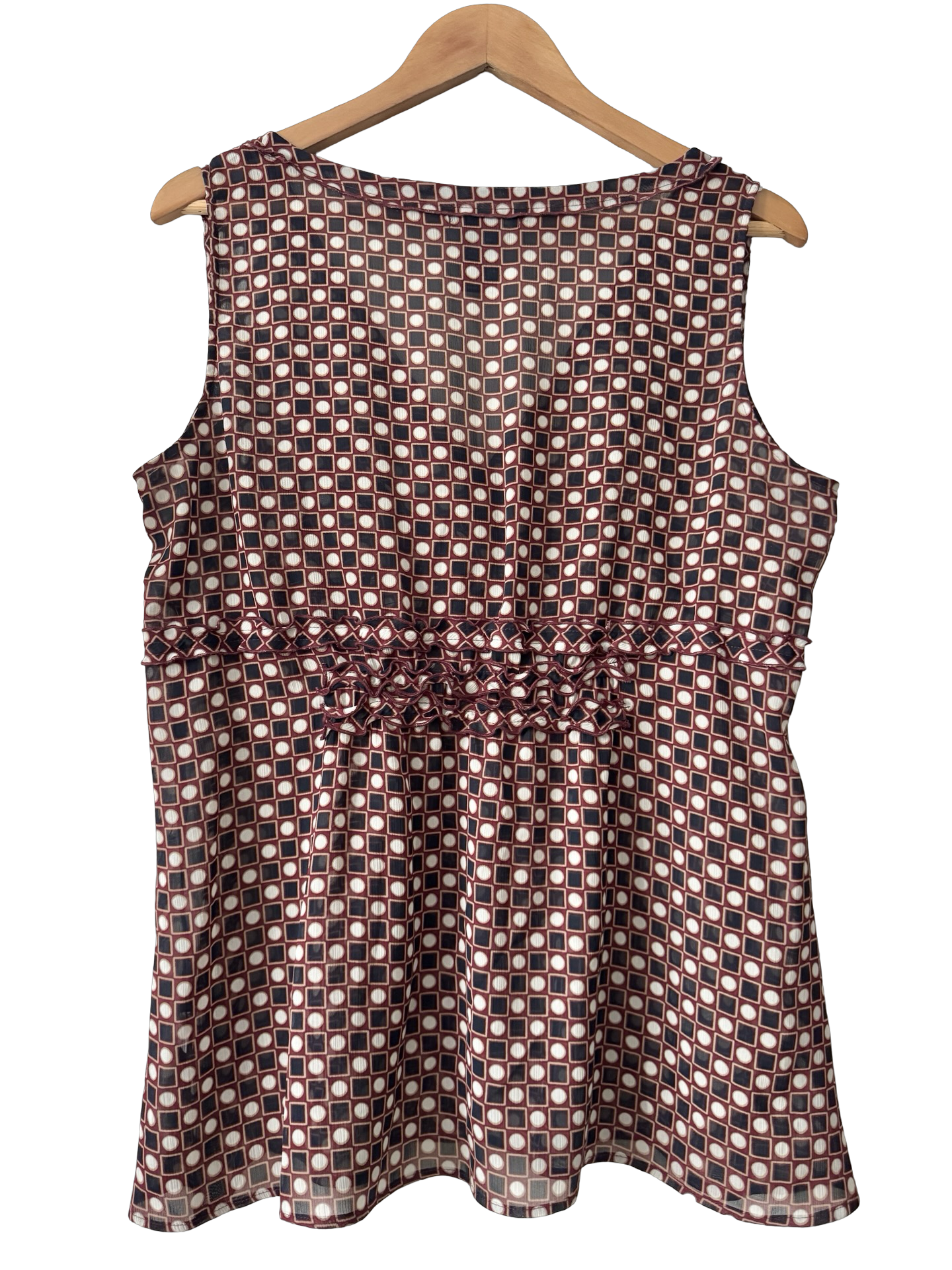 Vintage Y2K Merlot Geo Babydoll Top (XL)