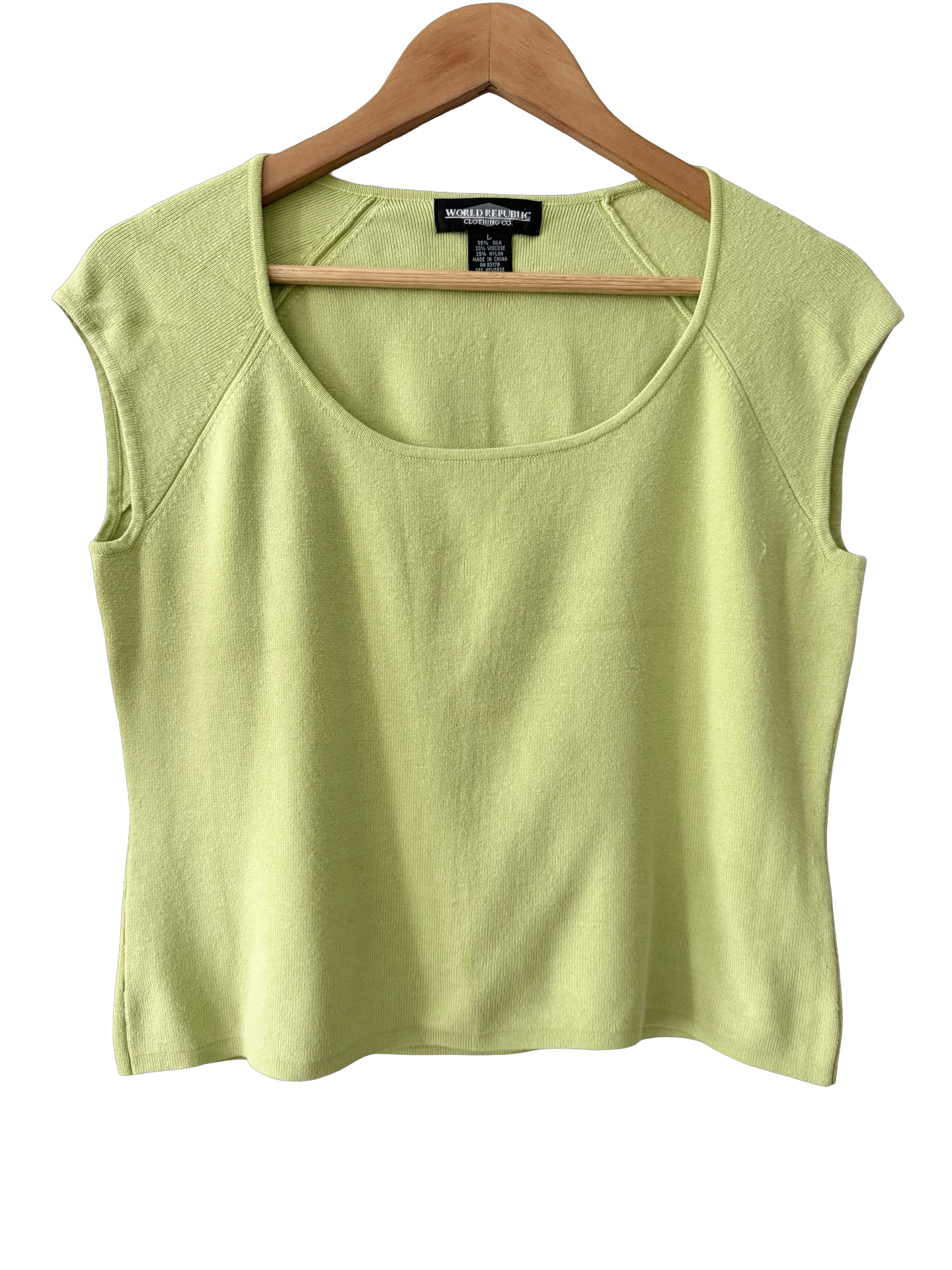 Vintage 90s Avocado Silk Blend Knit Top (L/XL)