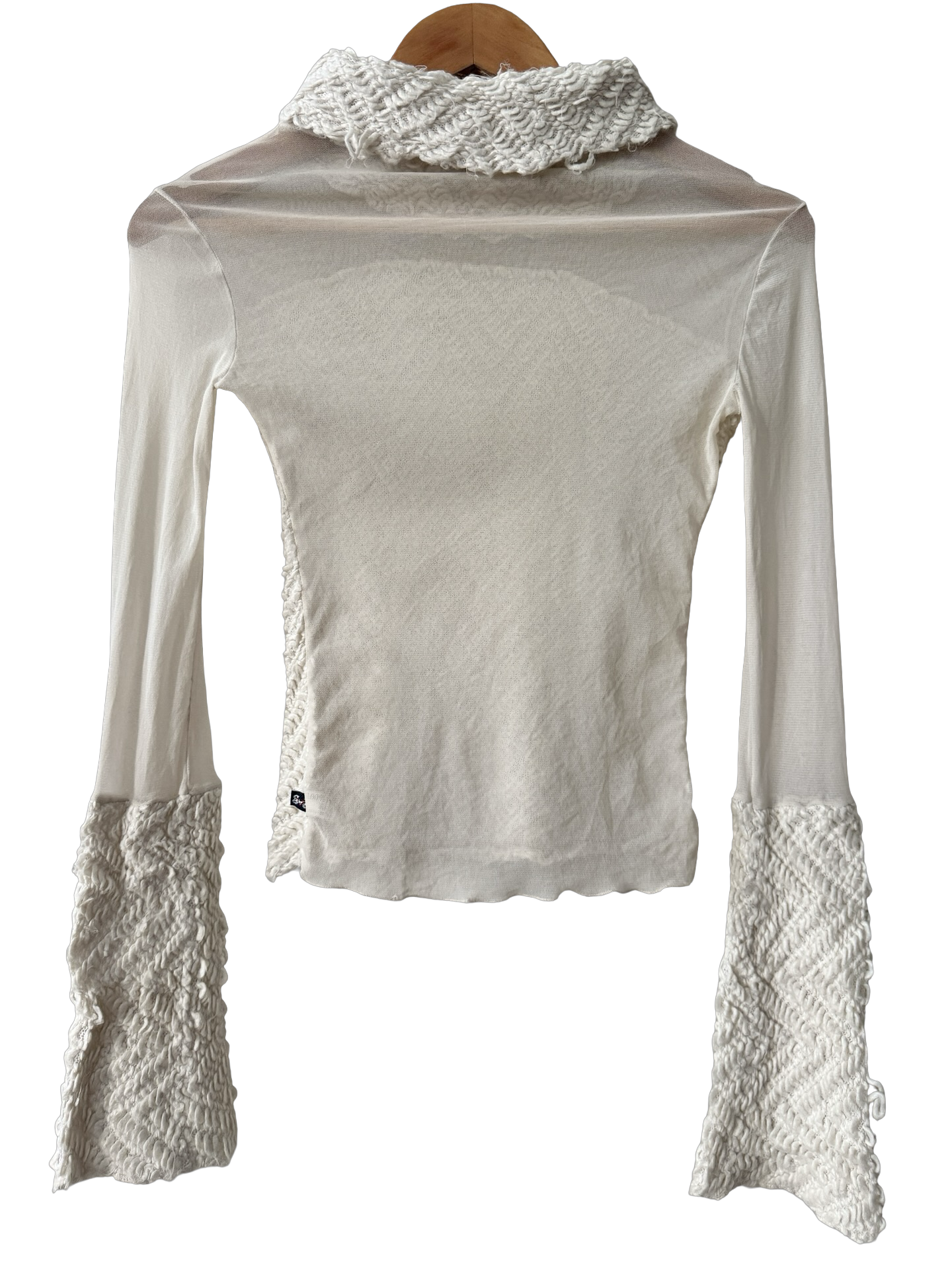 Vintage 90s Italian Cloud White Textured Turtleneck (S)