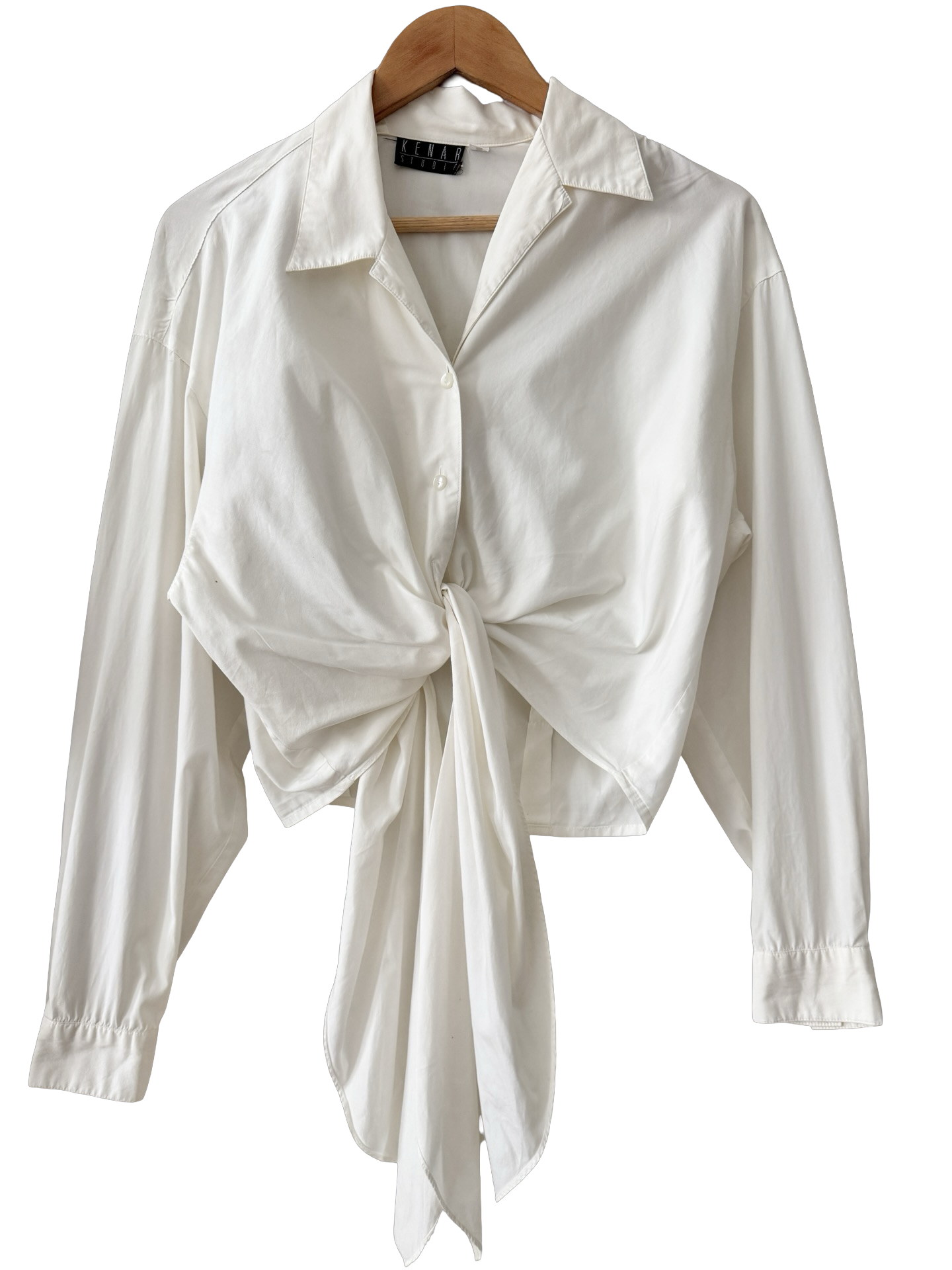 Vintage Y2K Ivory Romance Tie-Front Blouse (M)