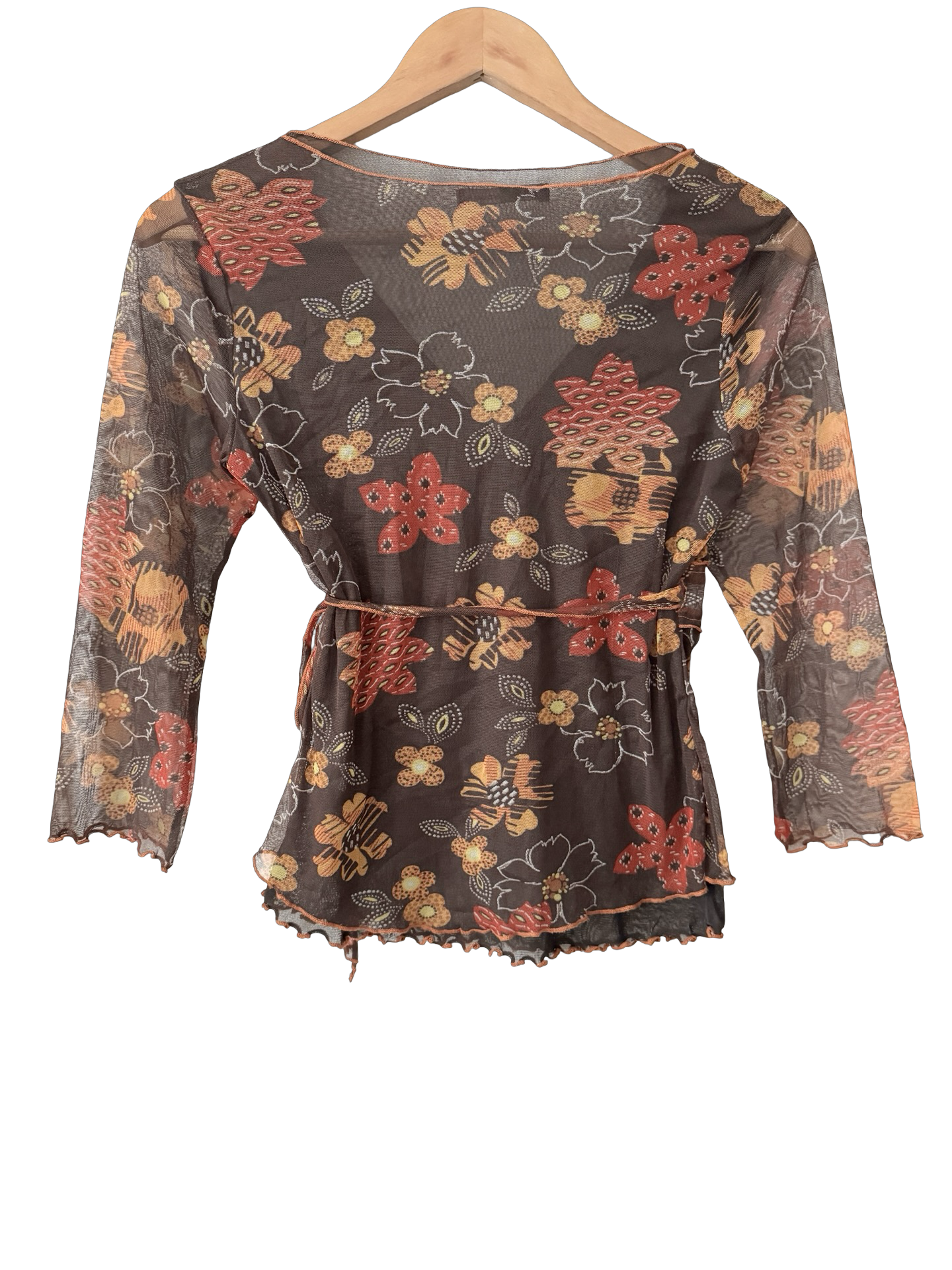 Vintage 90s French Garden Mesh Wrap Top (S/M)