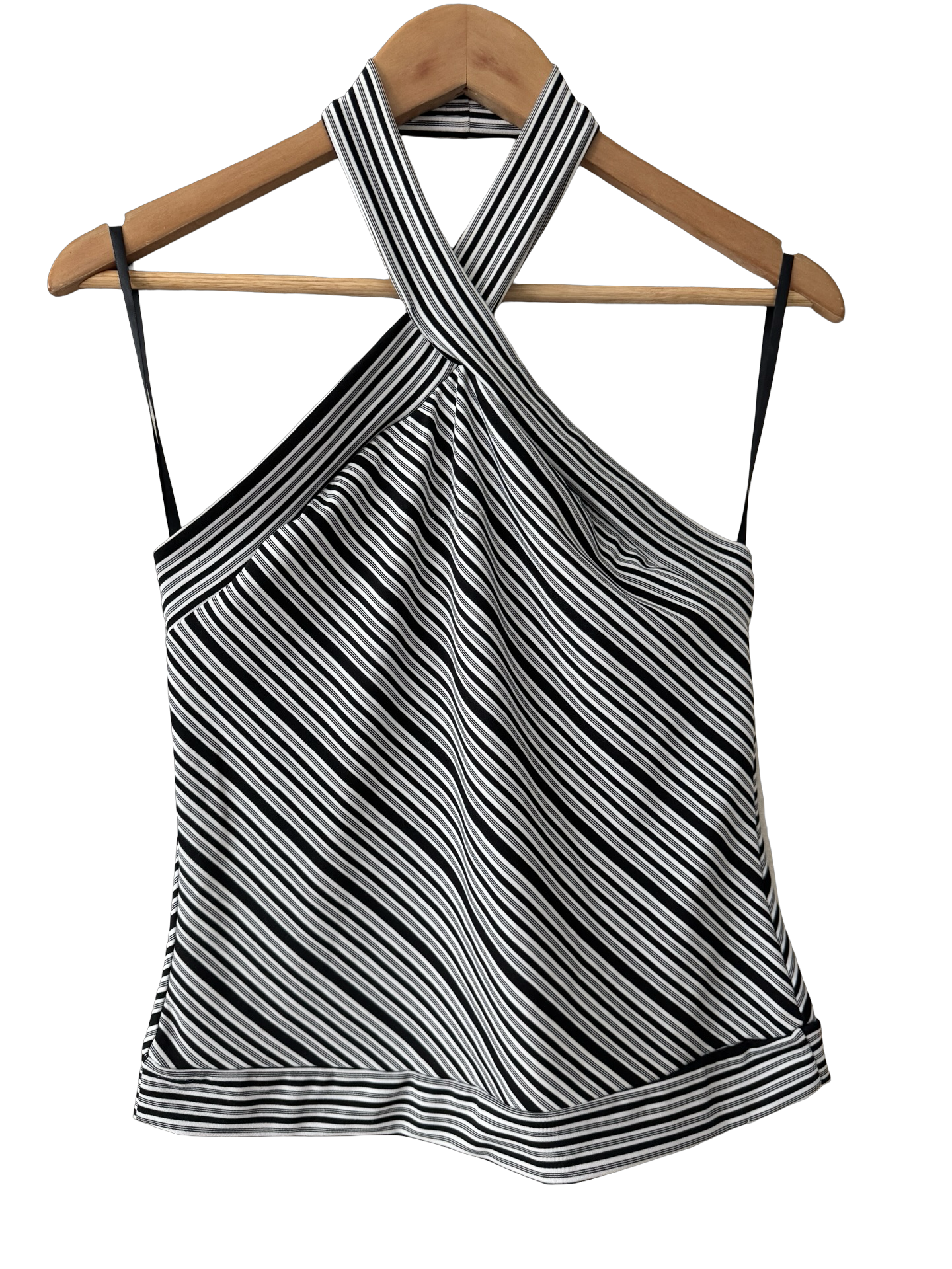 Y2K Black And White Halter Stripe Top (S/M)