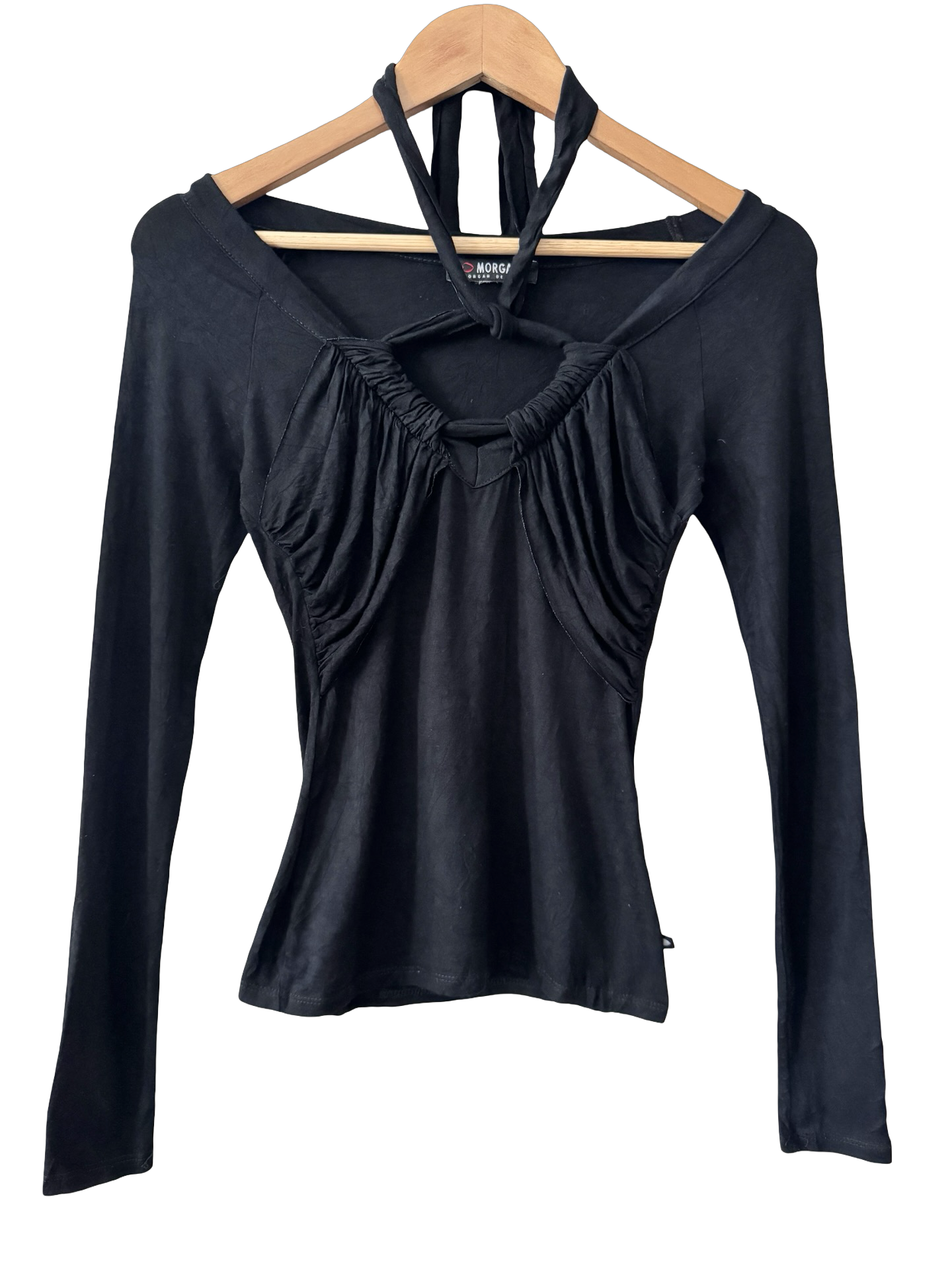 Vintage 90s Morgan De Toi Noir Halter Long Sleeve Top (S)