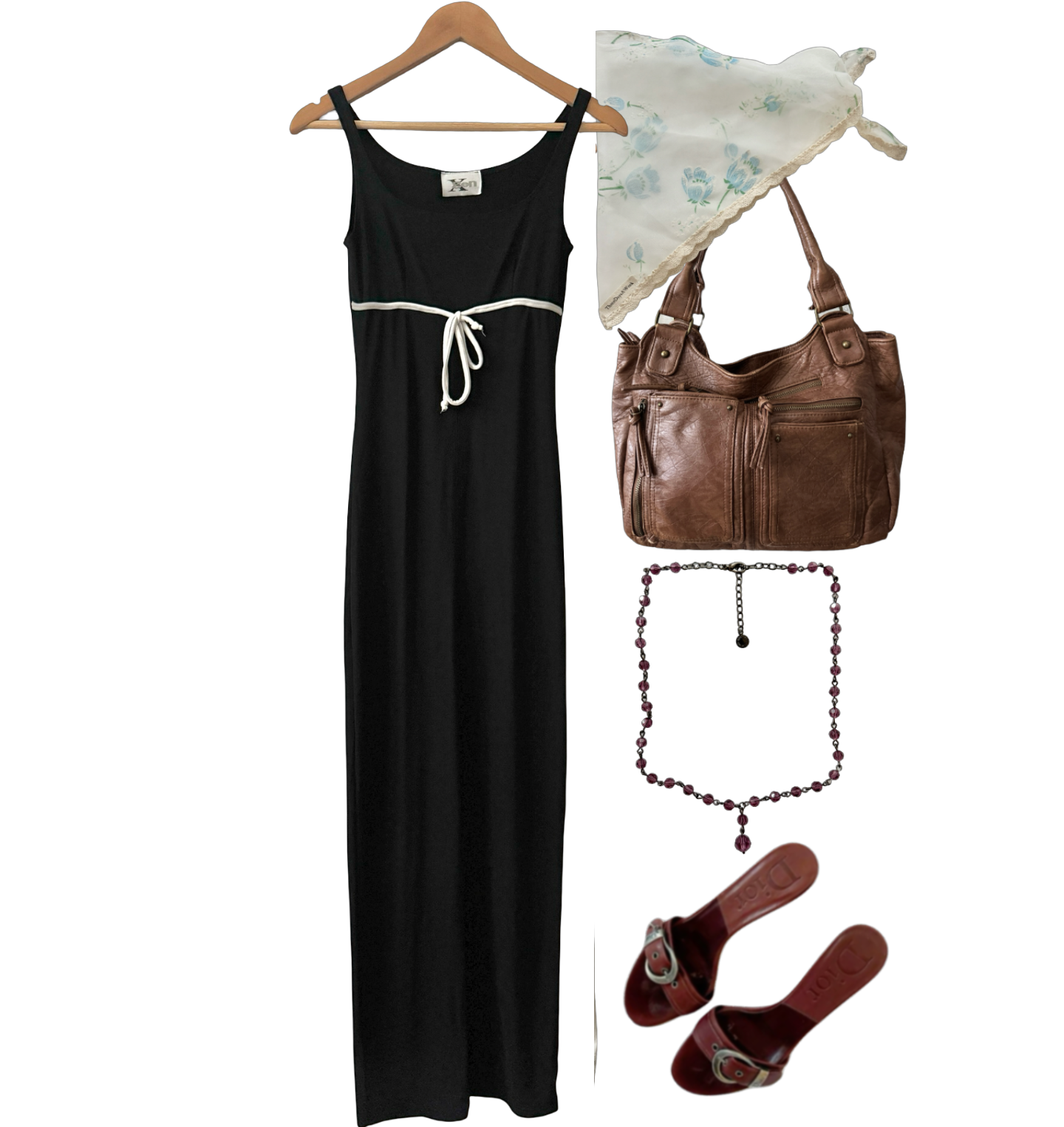 Vintage Y2K After Dark Slinky Maxi Dress (S)