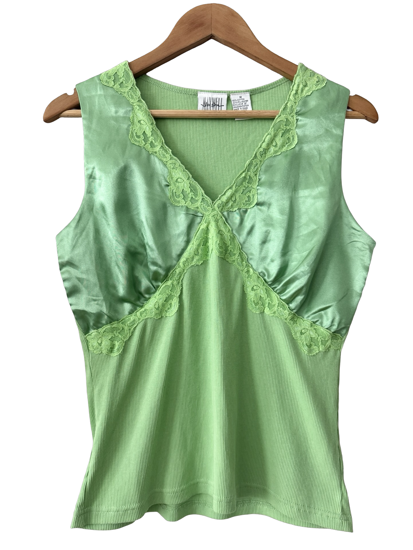 Vintage Y2K Lime Sorbet Lace Cutout Top (M/L)