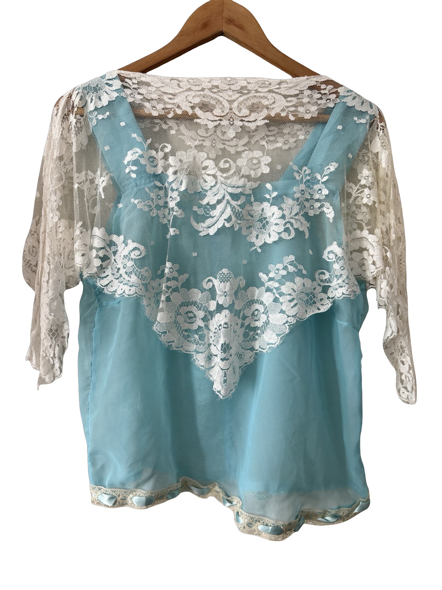 Vintage 50s Moonlit Lace Overlay Top (L)