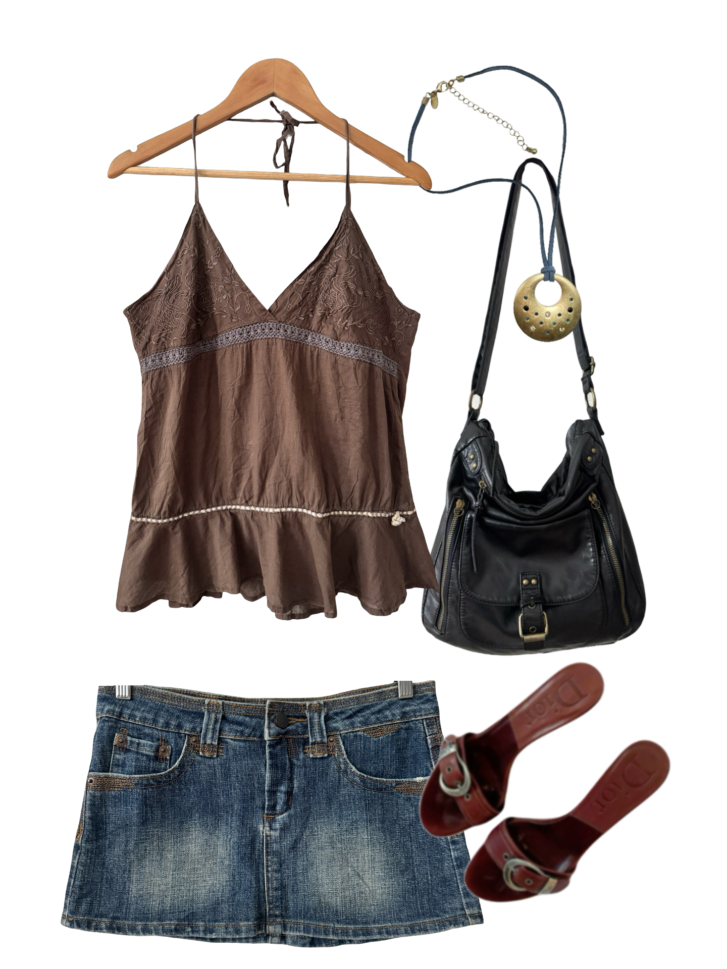 Vintage Y2K Cocoa Crochet Halter (M/L)