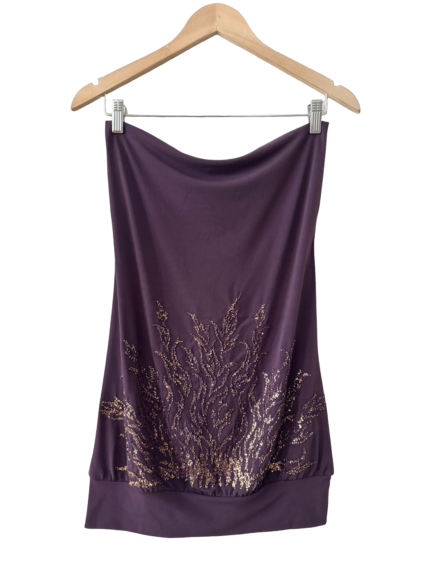 Vintage 90s Plum Beaded Strapless Top (M)