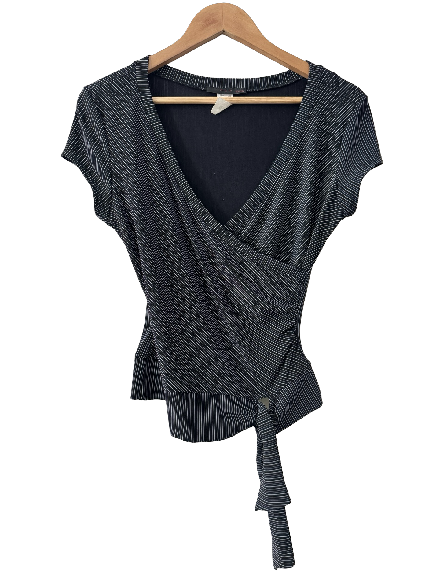 Vintage 90s Pinstripe Wrap Tie Top (M)