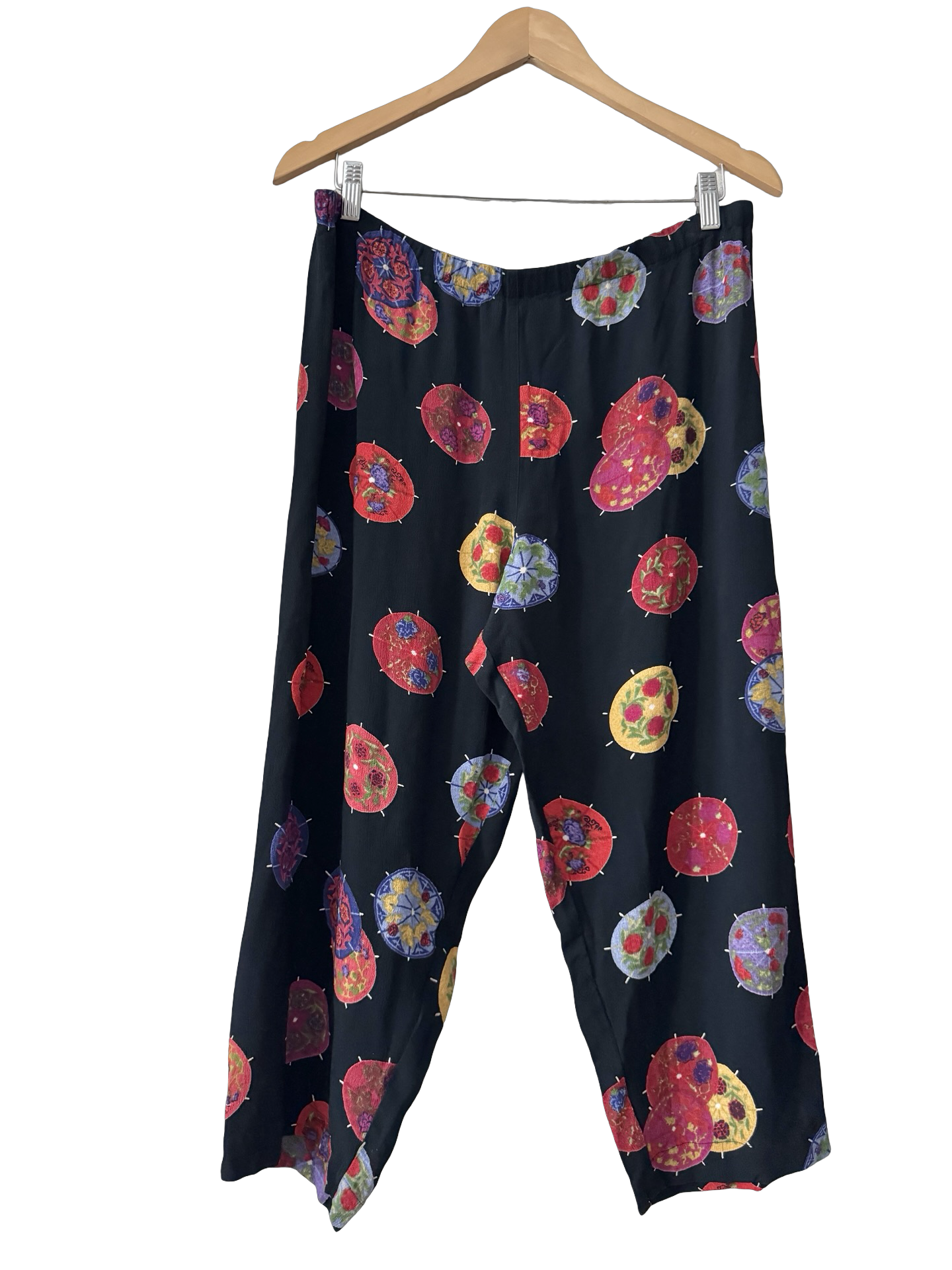 Vintage 90s Art Girl Parasol Print Trousers (L)