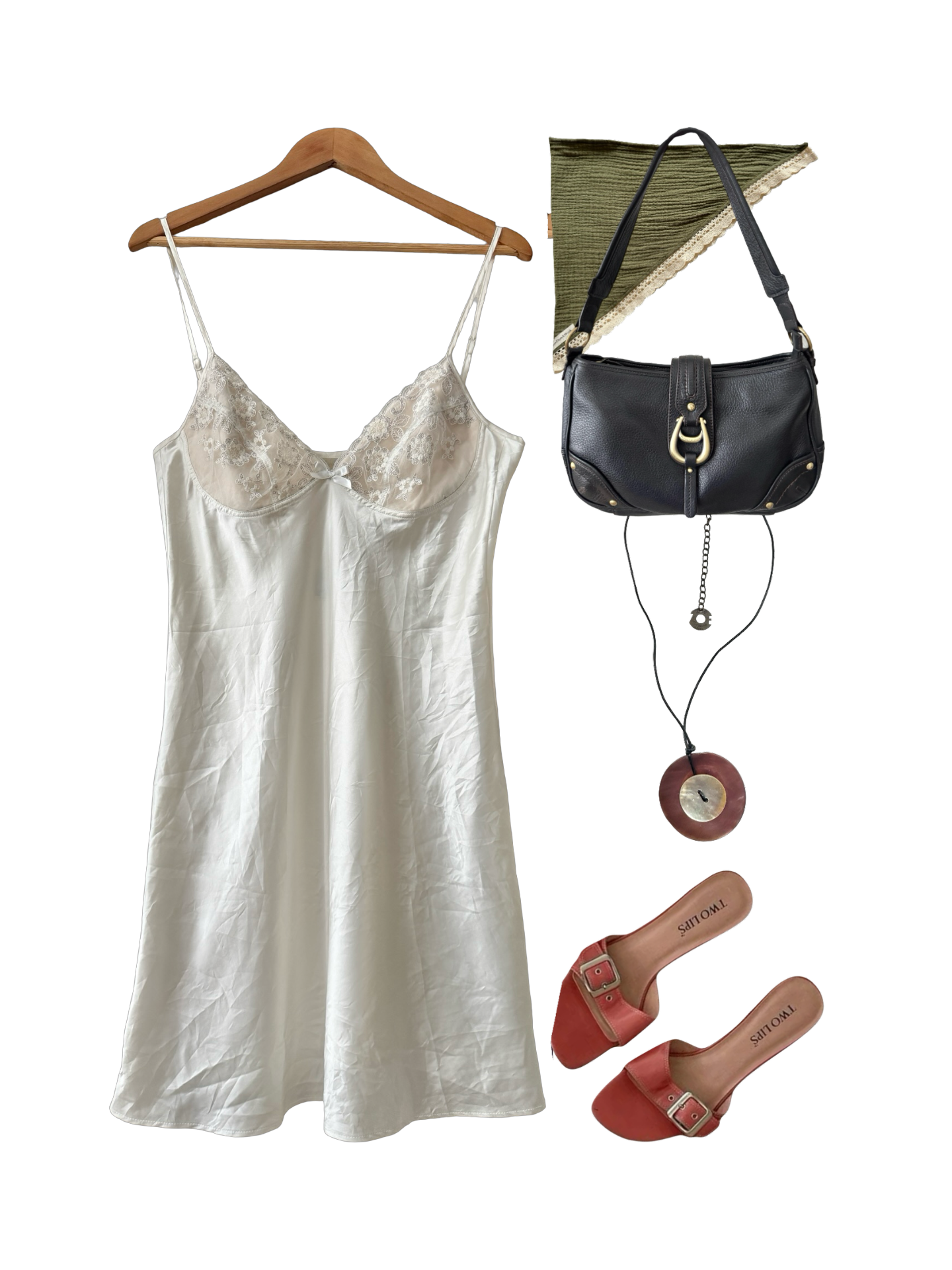 Vintage Y2K French Ivory Lace Slip (M/L)