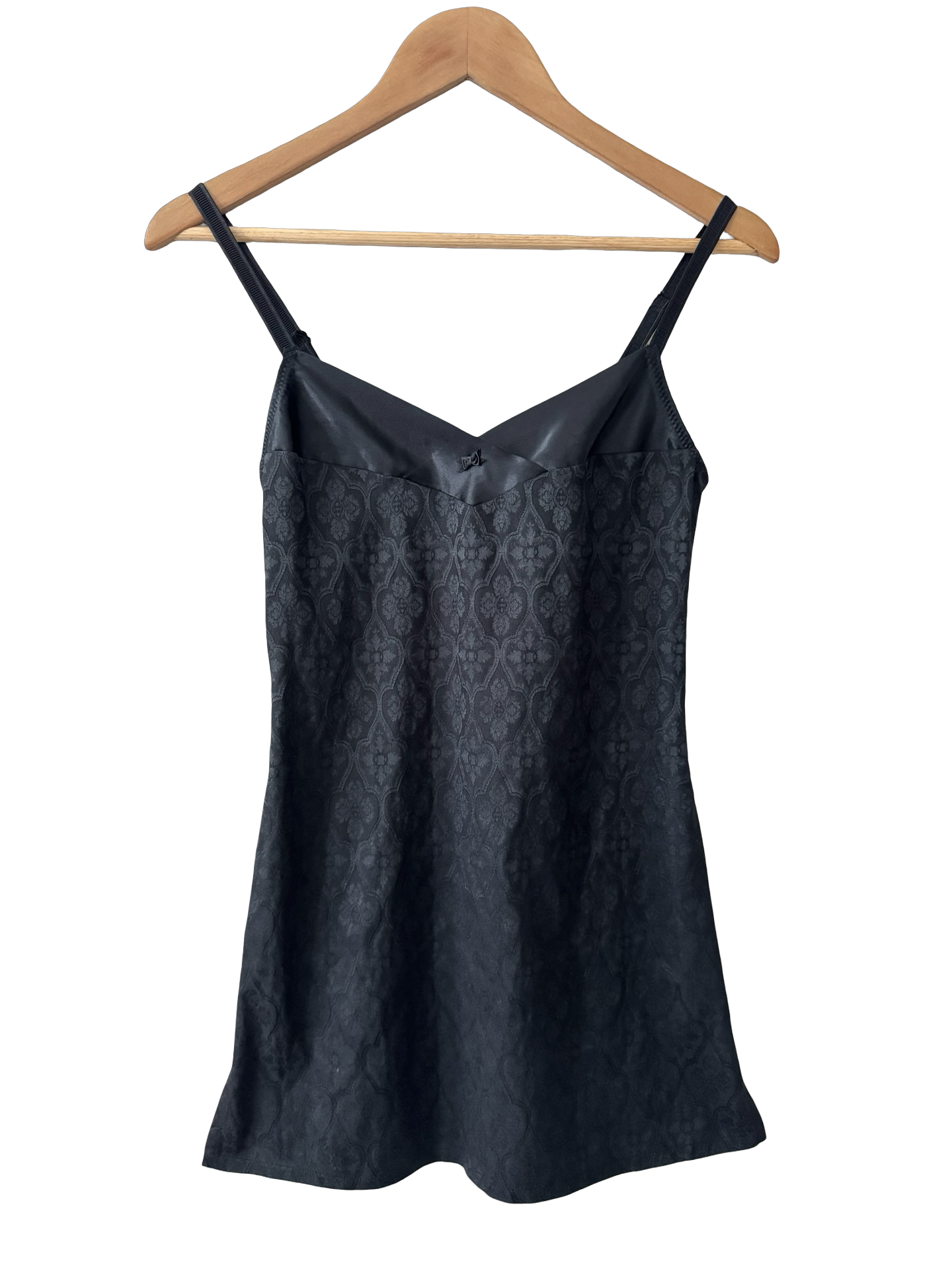 Vintage Y2K Midnight Jacquard Satin Mini Slip (XS)
