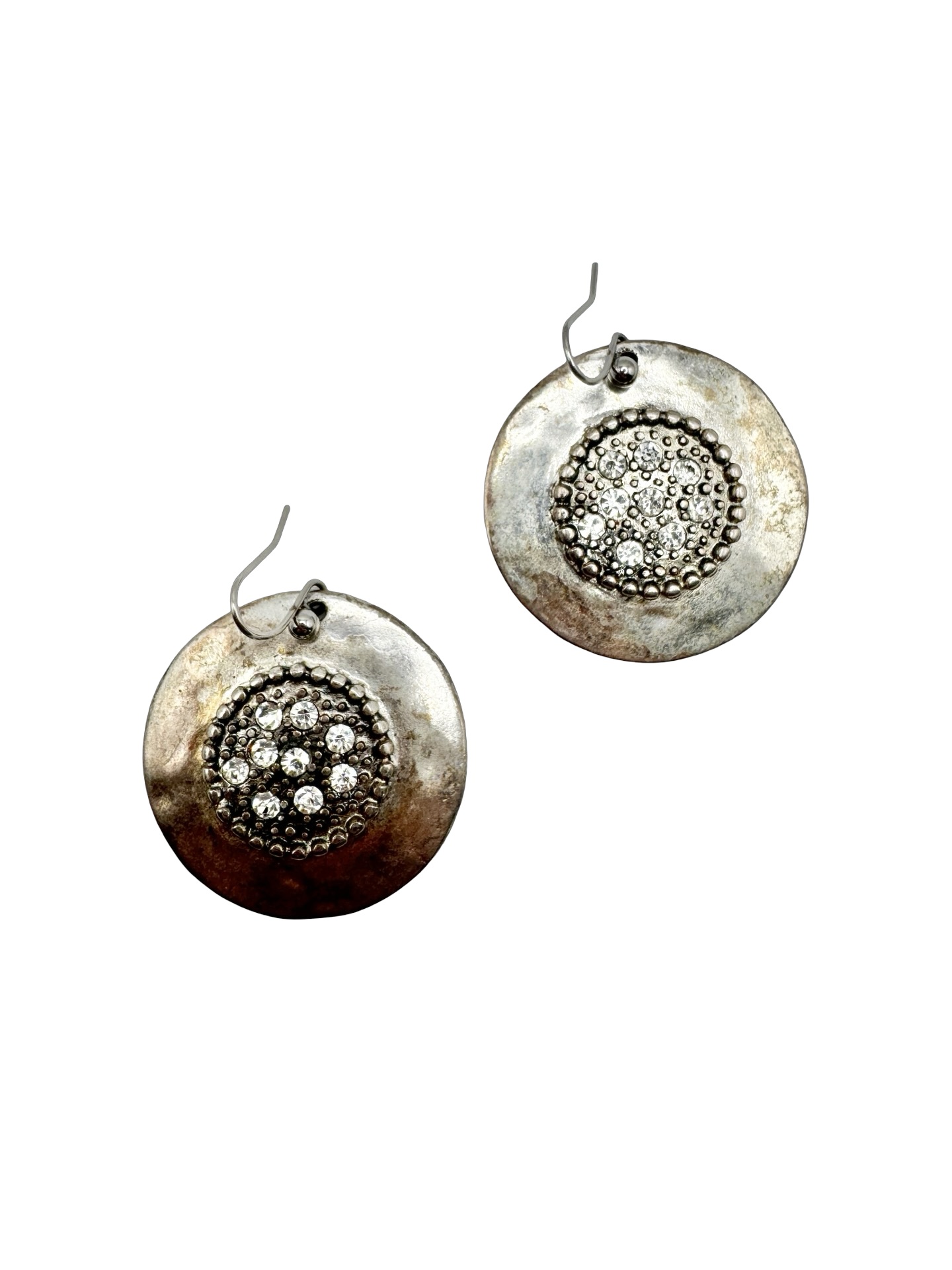 Vintage Silver Disco Crystal Drop Earrings