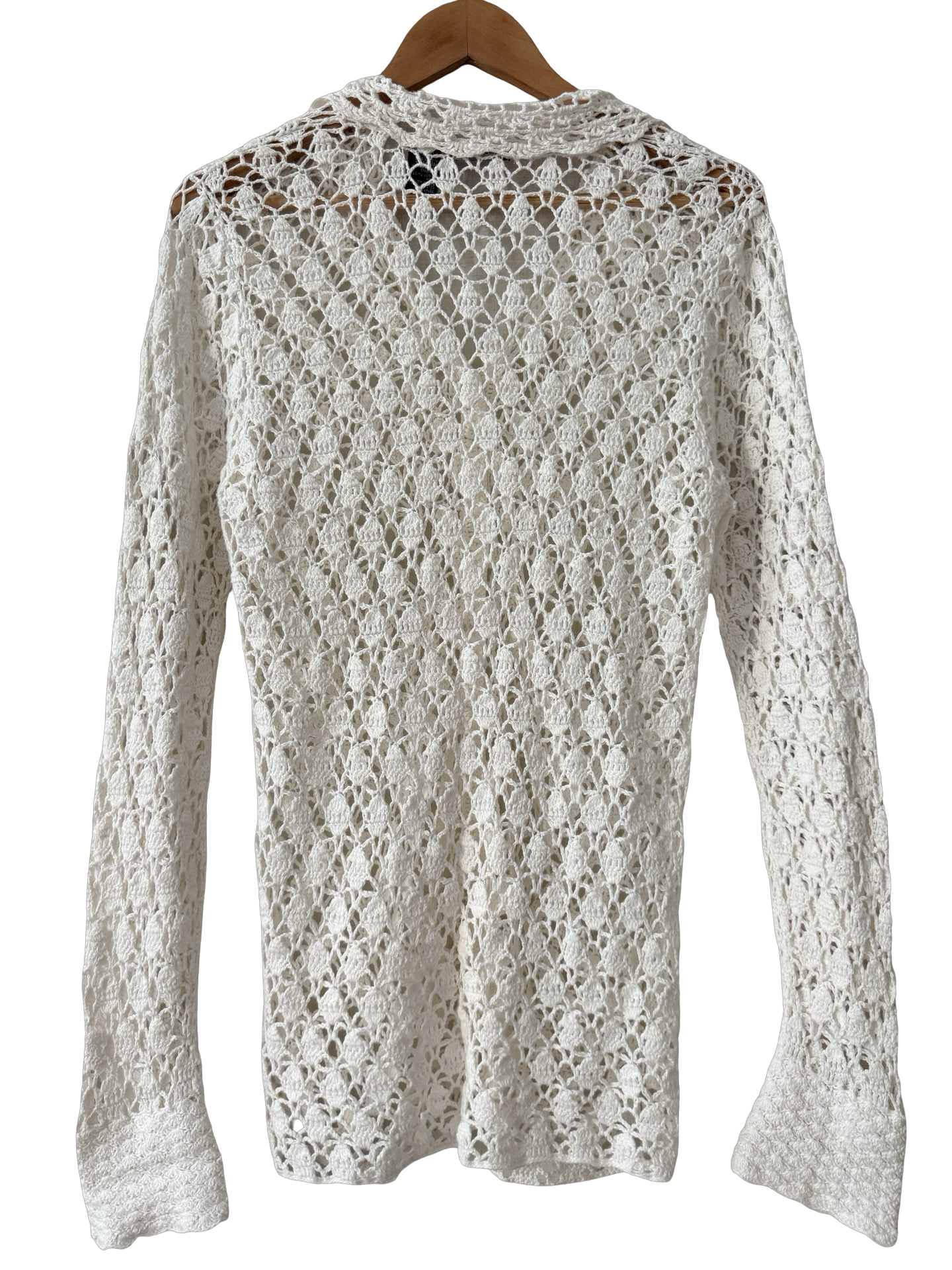 Vintage 90s Porcelain Lace Crochet Cardigan (M)
