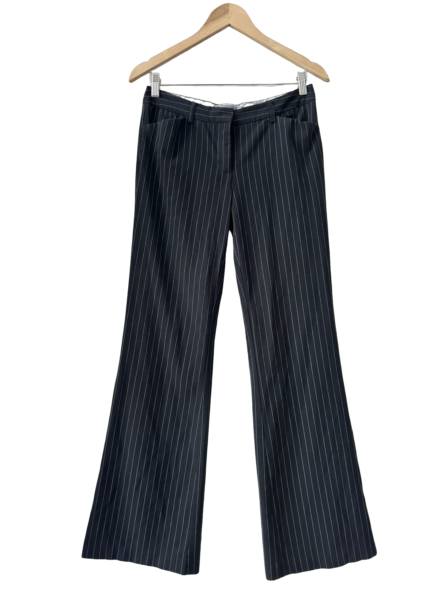 Vintage Y2K Star City Pinstriped Low Rise Trousers (S)