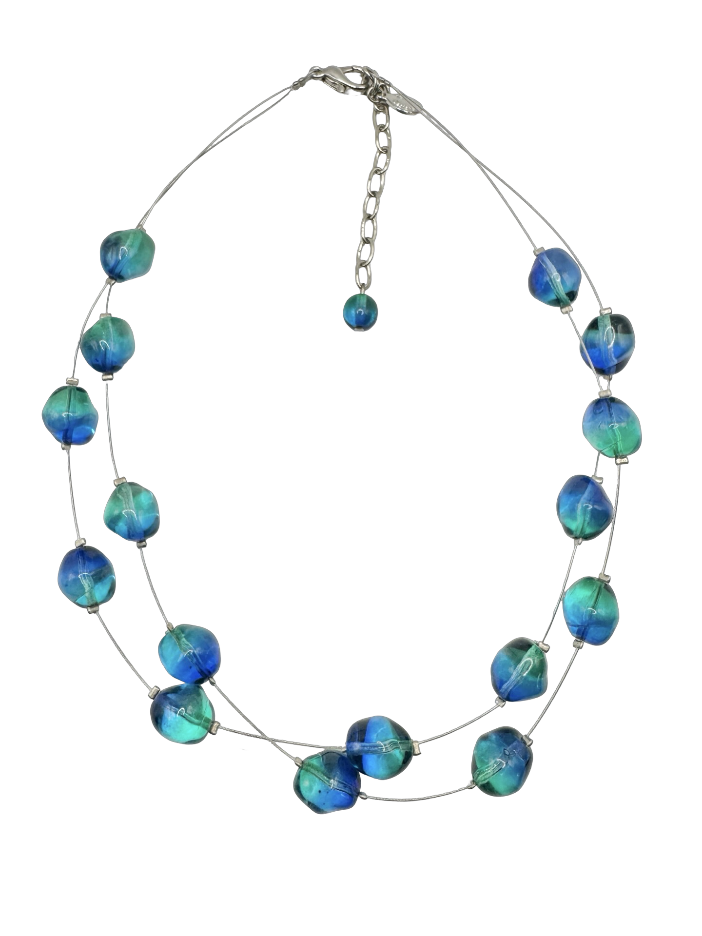 Vintage Ocean Glass Double Strand Necklace